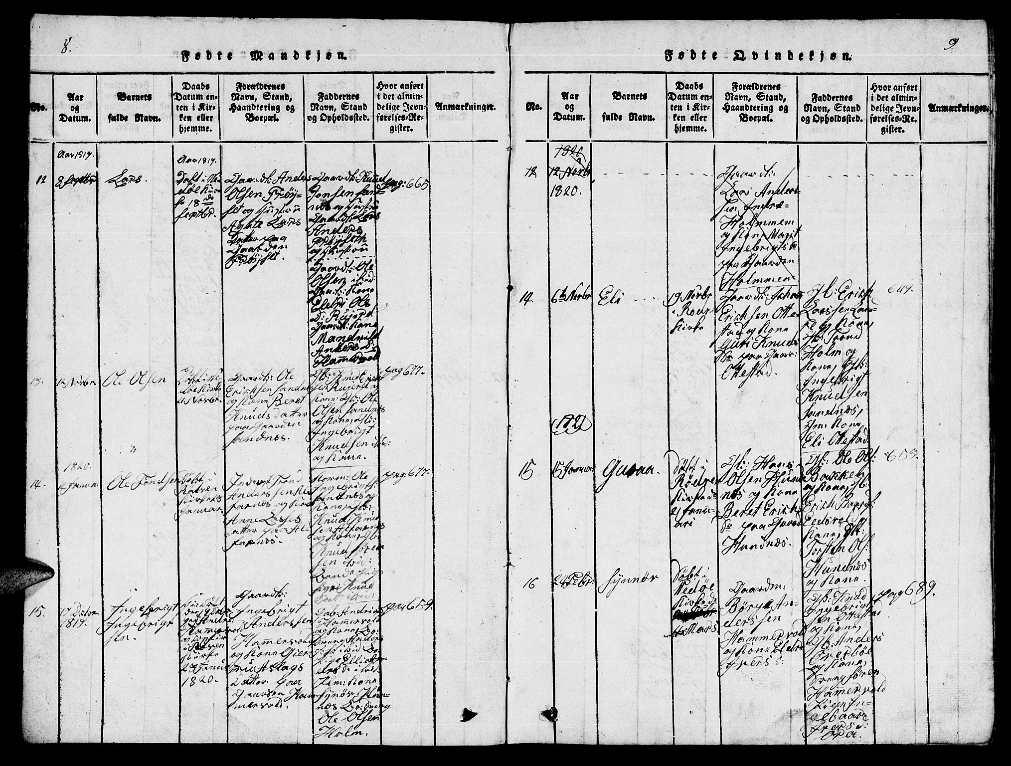 Ministerialprotokoller, klokkerbøker og fødselsregistre - Møre og Romsdal, AV/SAT-A-1454/548/L0613: Klokkerbok nr. 548C01, 1818-1846, s. 8-9