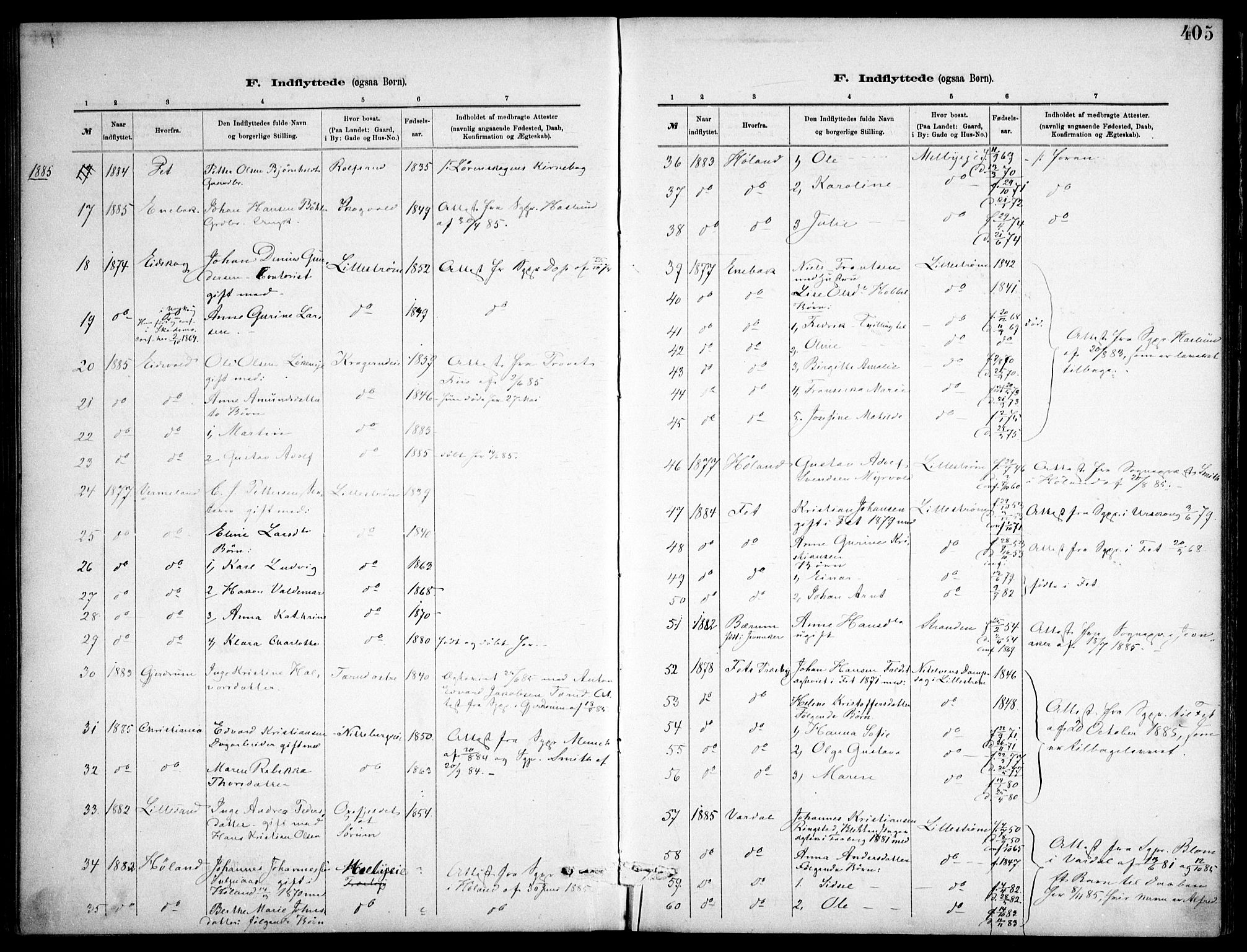 Skedsmo prestekontor Kirkebøker, AV/SAO-A-10033a/F/Fa/L0013: Ministerialbok nr. I 13, 1883-1891, s. 405
