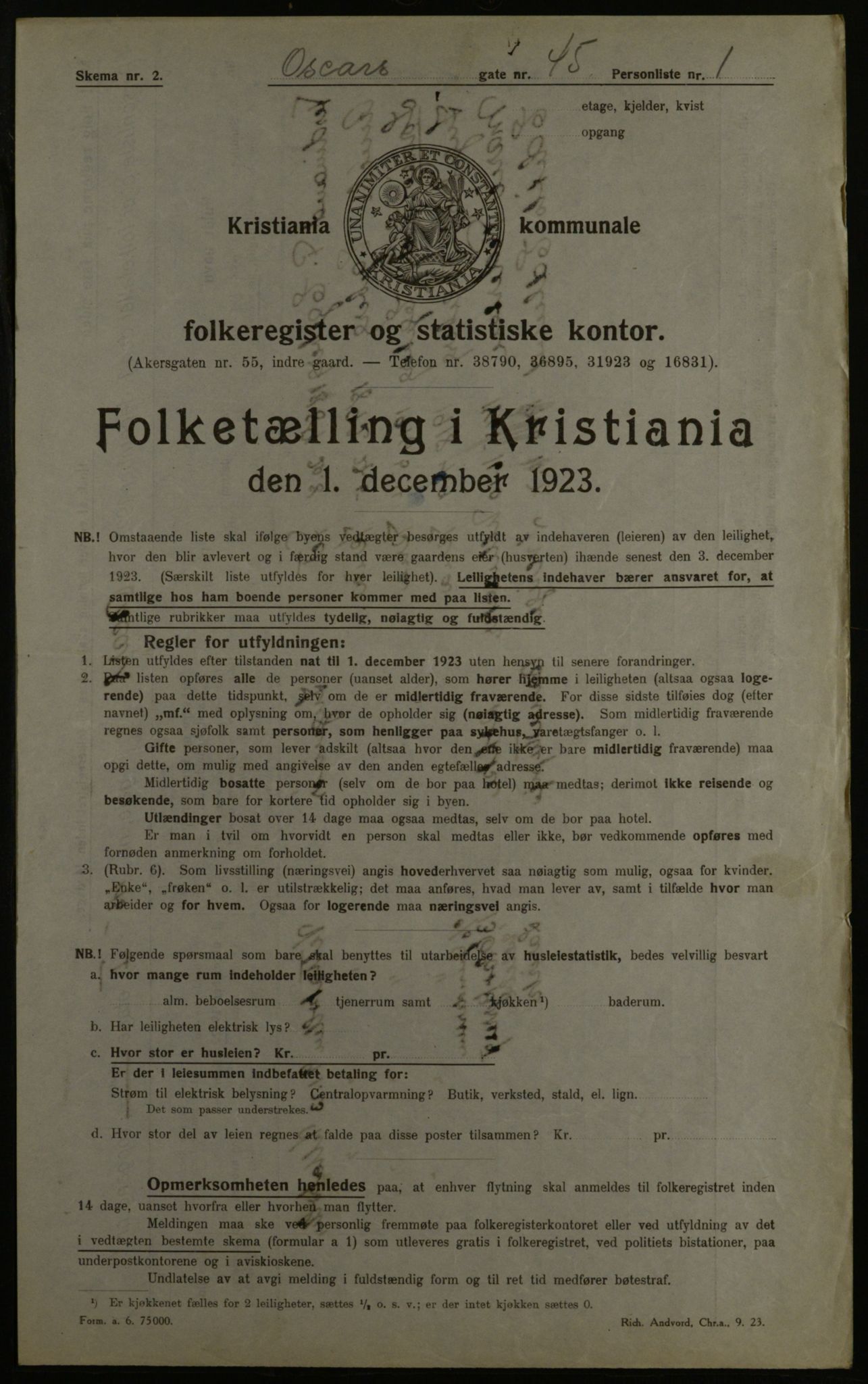 OBA, Kommunal folketelling 1.12.1923 for Kristiania, 1923, s. 84477