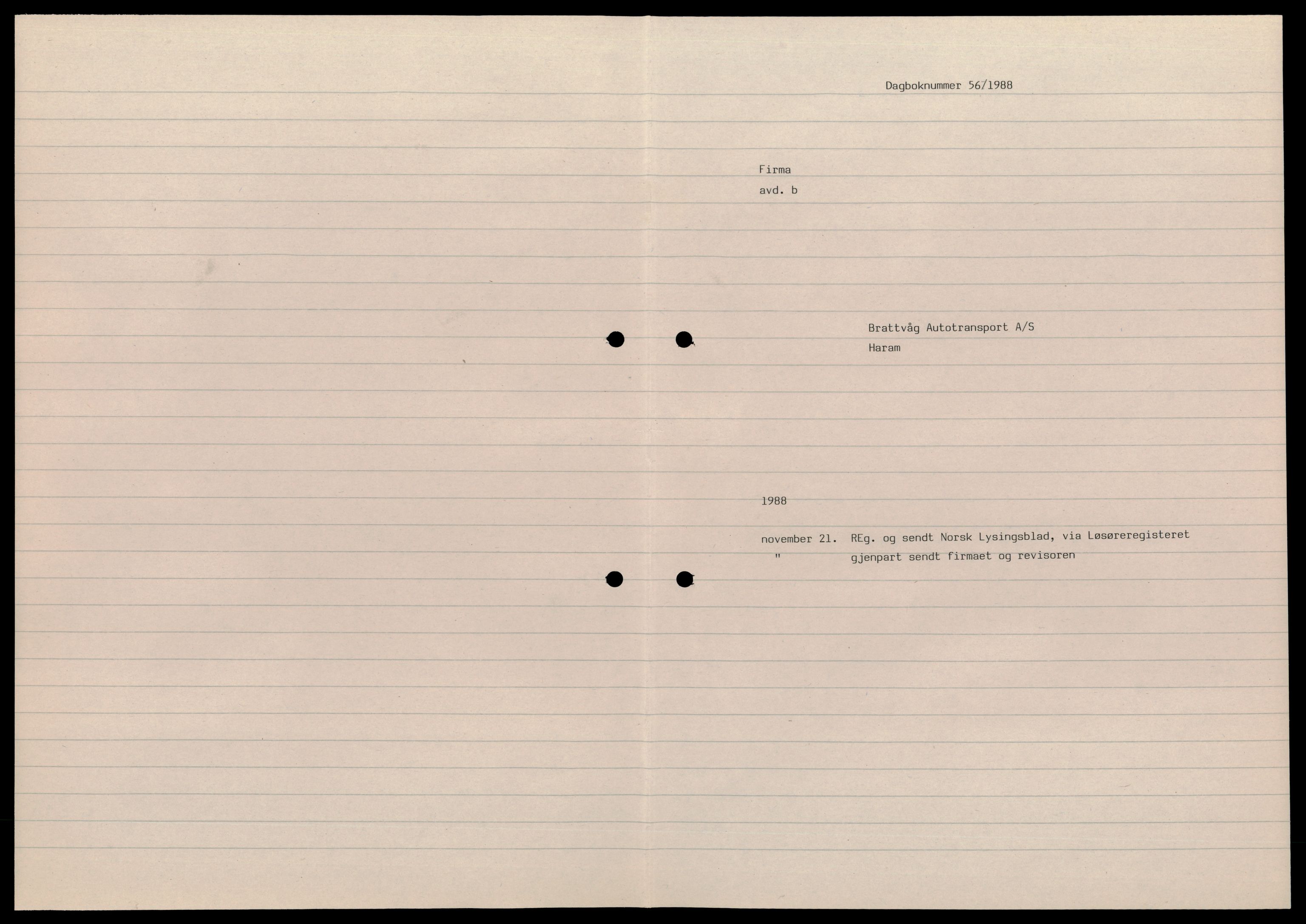 Nordre Sunnmøre sorenskriveri, SAT/A-0006/2/J/Jd/Jde/L0022: Bilag. Aksjeselskap, Br-Bu, 1944-1990, s. 1