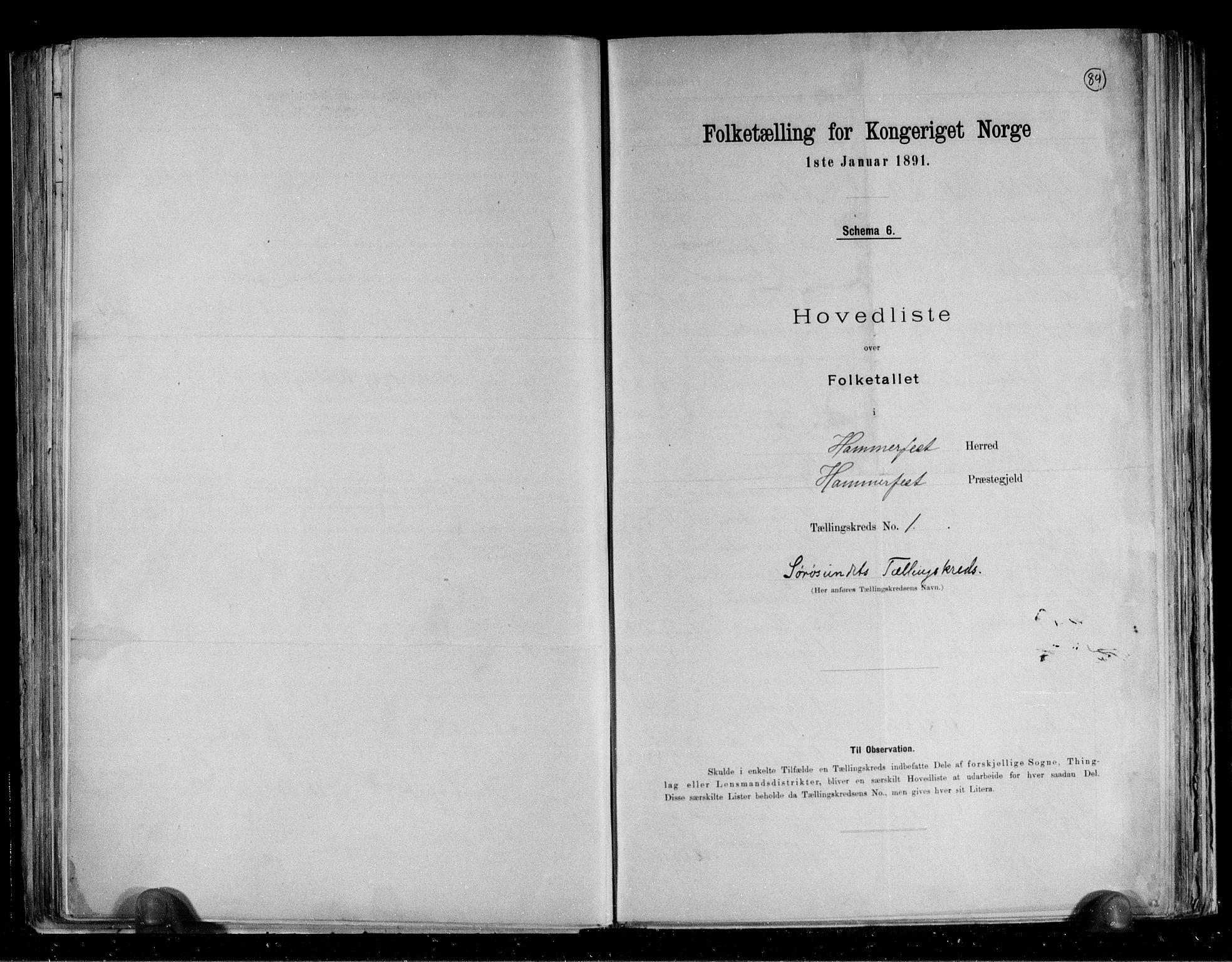 RA, Folketelling 1891 for 2016 Hammerfest herred, 1891, s. 4