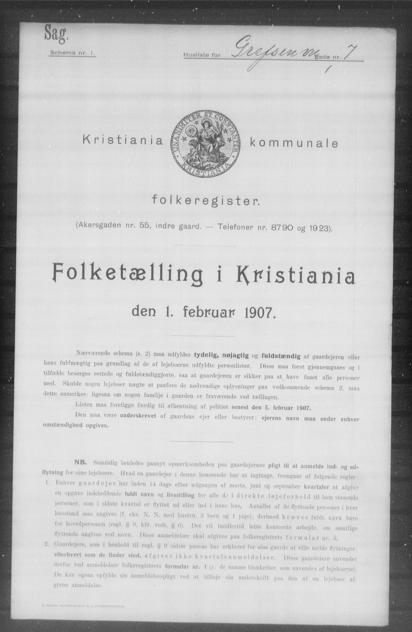 OBA, Kommunal folketelling 1.2.1907 for Kristiania kjøpstad, 1907, s. 14980