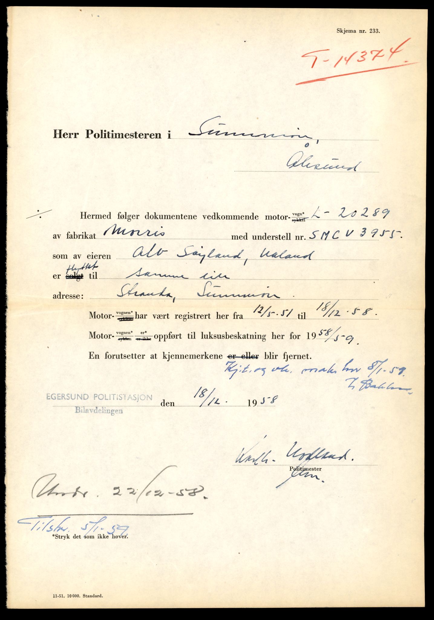 Møre og Romsdal vegkontor - Ålesund trafikkstasjon, AV/SAT-A-4099/F/Fe/L0045: Registreringskort for kjøretøy T 14320 - T 14444, 1927-1998, s. 1461