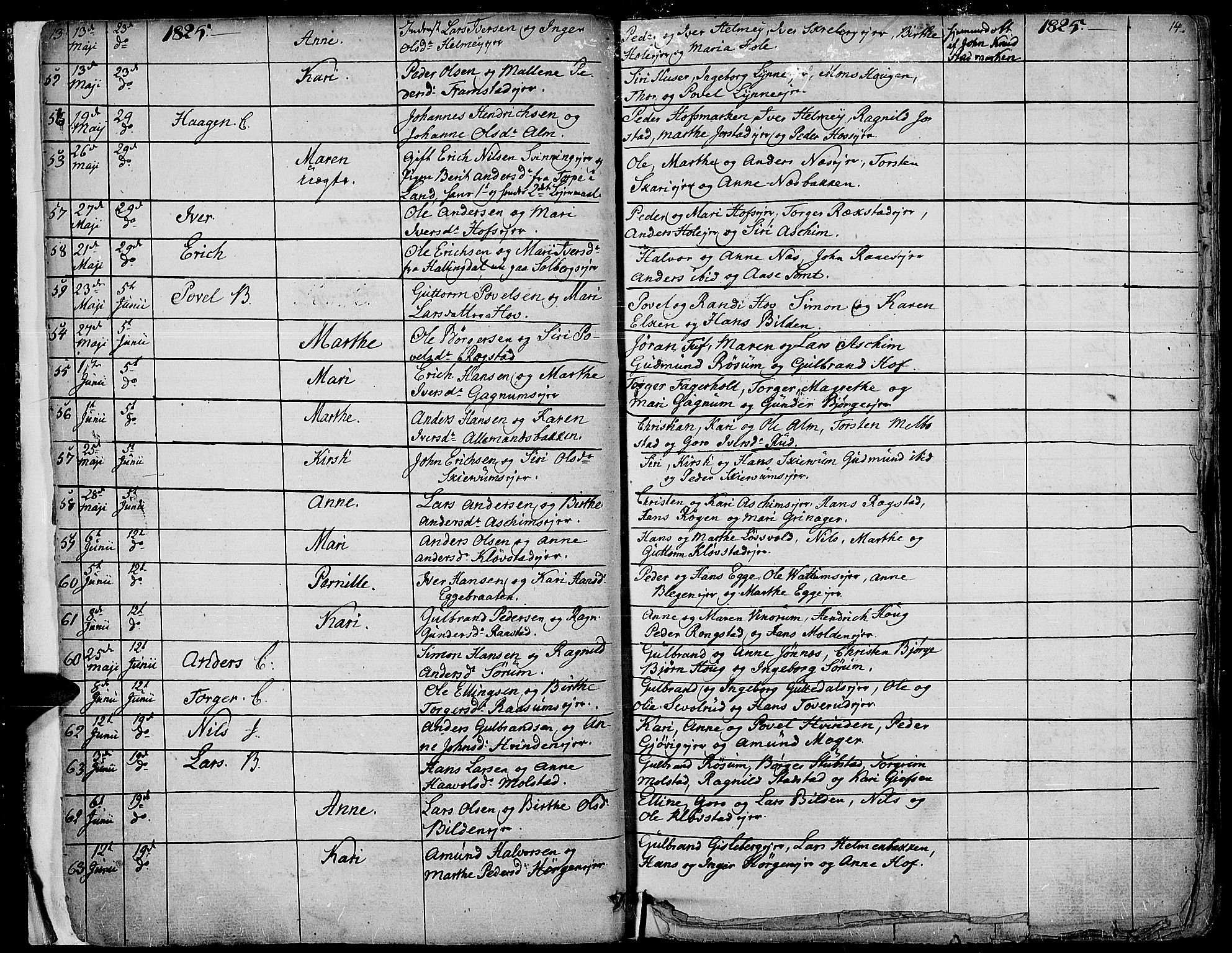 Gran prestekontor, AV/SAH-PREST-112/H/Ha/Haa/L0010: Ministerialbok nr. 10, 1824-1842, s. 13-14