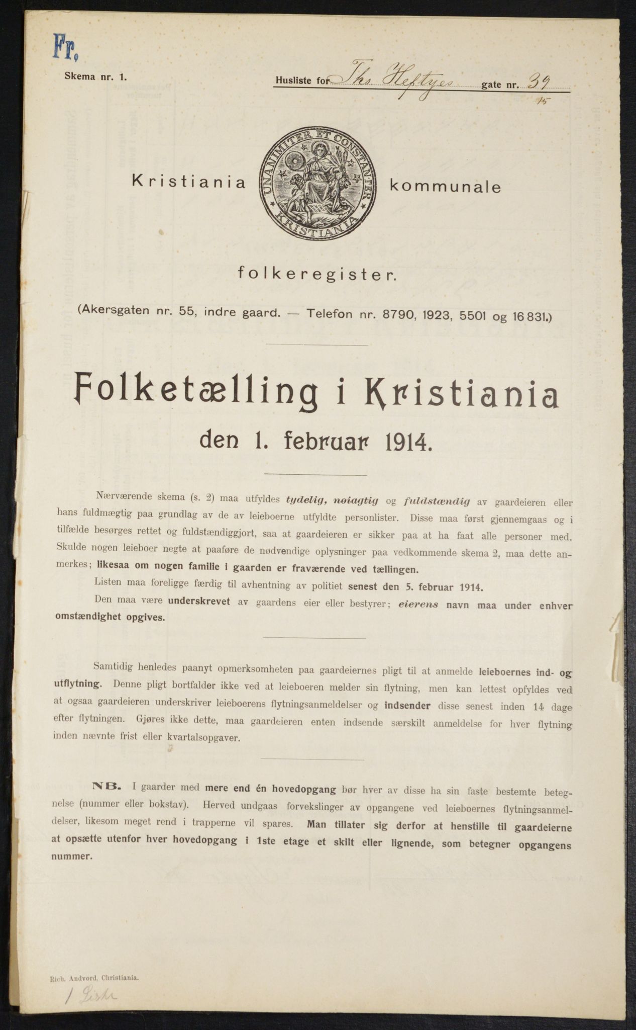 OBA, Kommunal folketelling 1.2.1914 for Kristiania, 1914, s. 109681