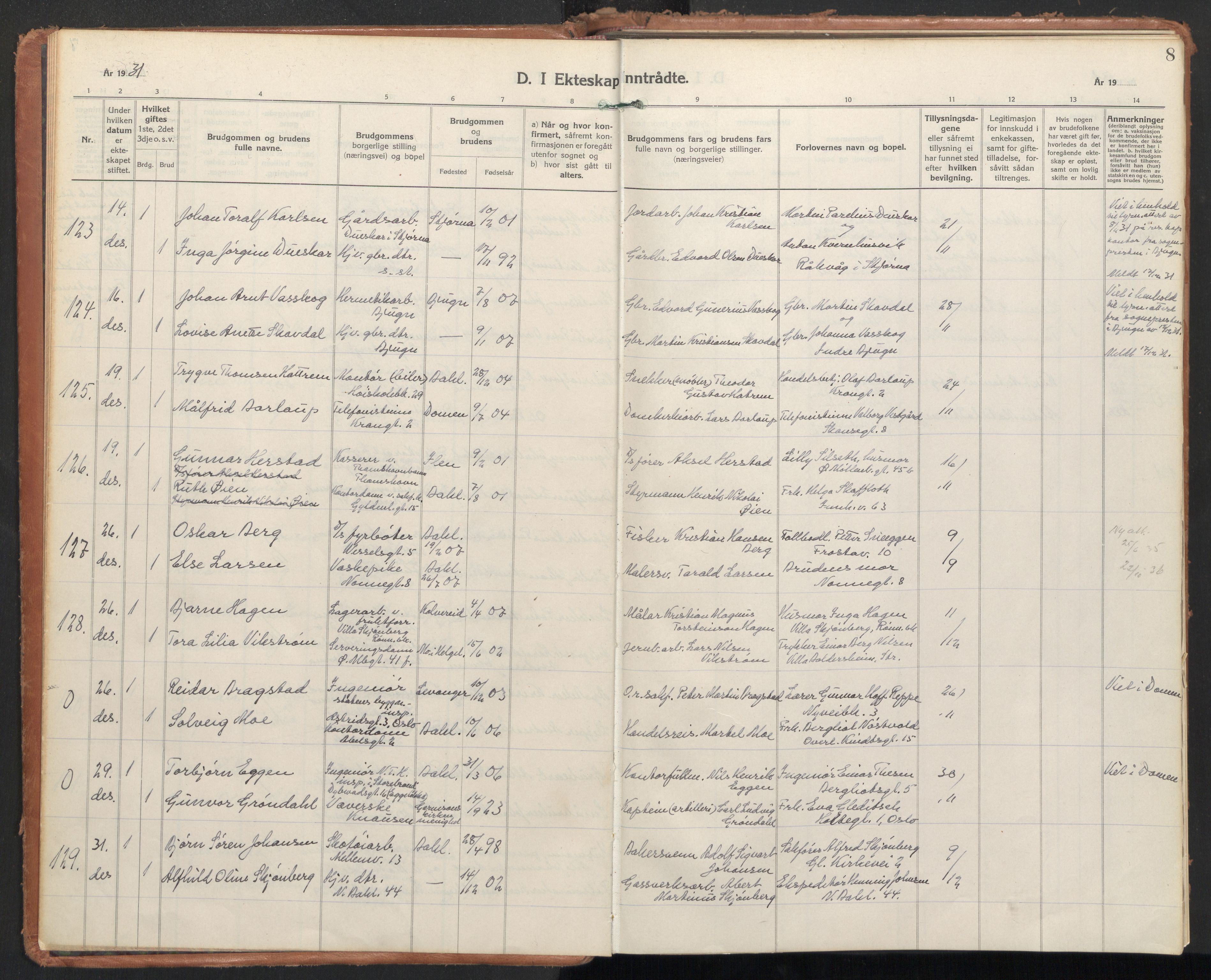 Ministerialprotokoller, klokkerbøker og fødselsregistre - Sør-Trøndelag, SAT/A-1456/604/L0209: Ministerialbok nr. 604A29, 1931-1945, s. 8