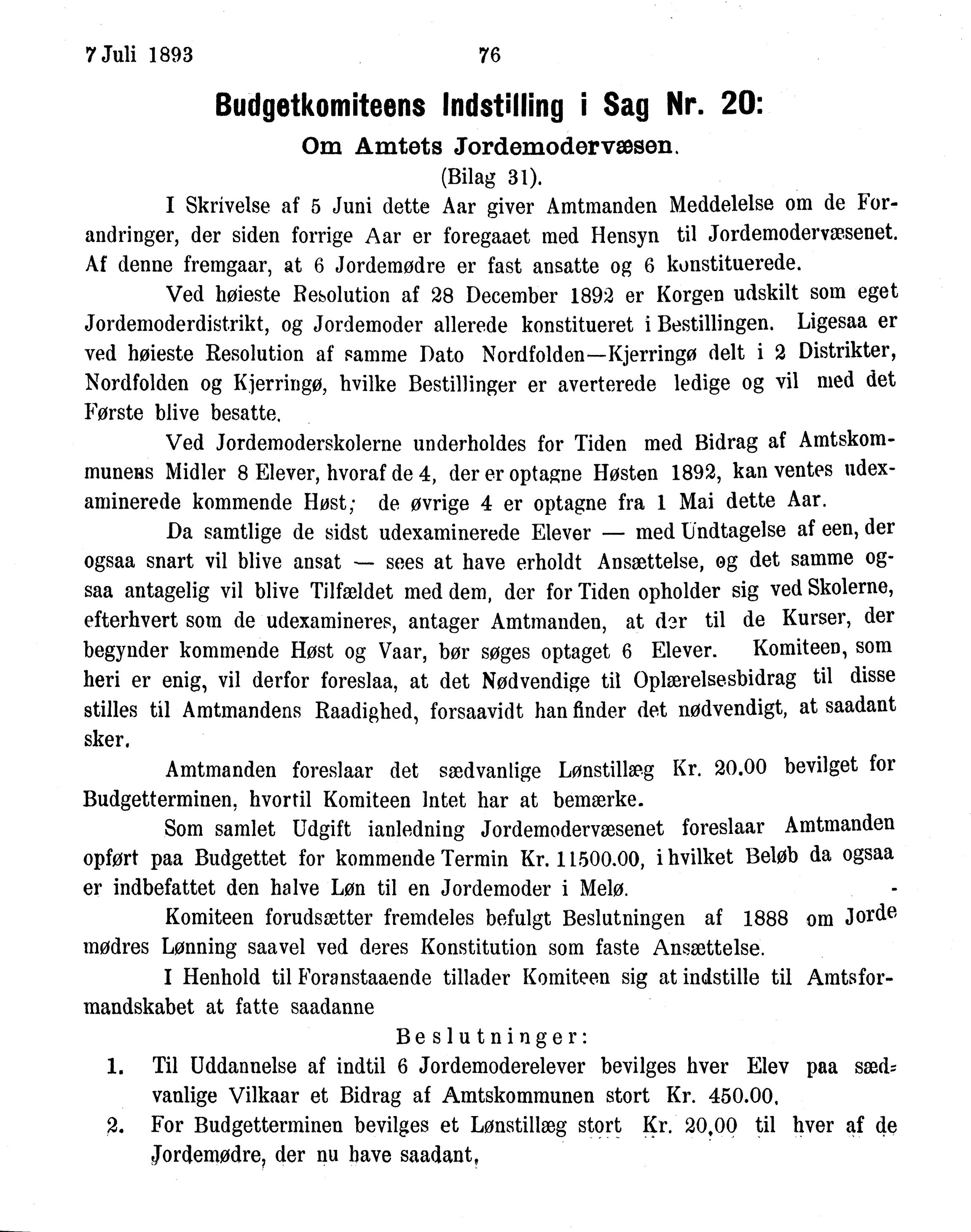 Nordland Fylkeskommune. Fylkestinget, AIN/NFK-17/176/A/Ac/L0016: Fylkestingsforhandlinger 1891-1893, 1891-1893