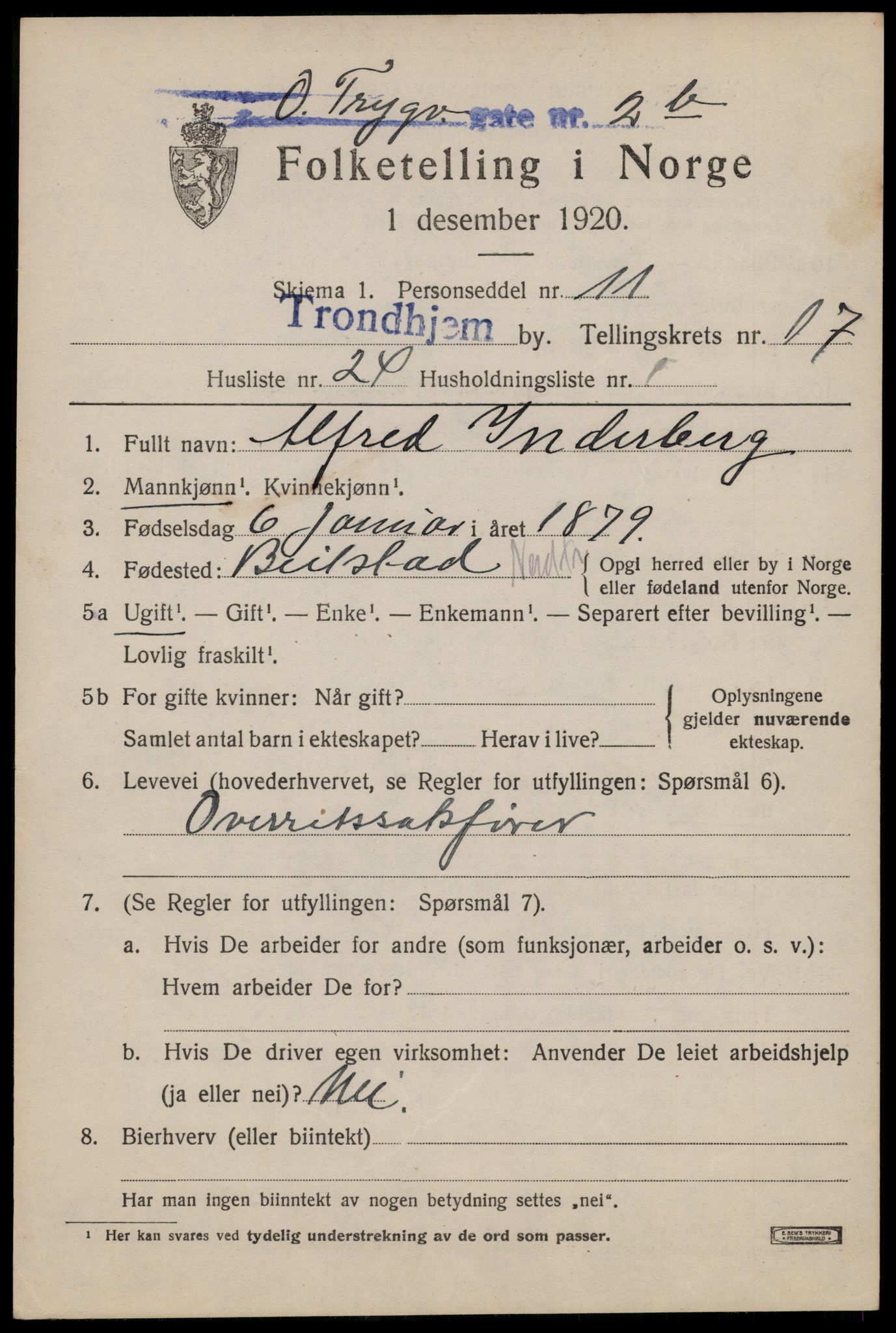 SAT, Folketelling 1920 for 1601 Trondheim kjøpstad, 1920, s. 55042