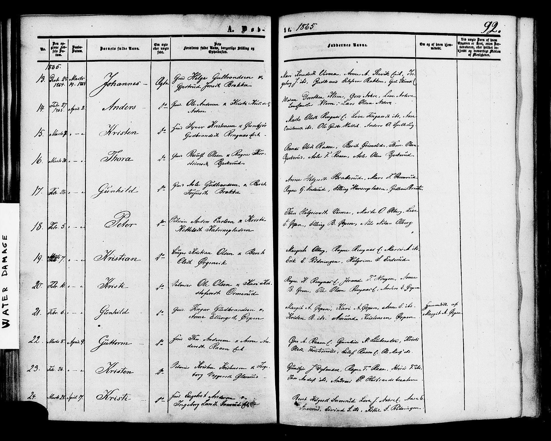 Krødsherad kirkebøker, SAKO/A-19/F/Fa/L0003: Ministerialbok nr. 3, 1851-1872, s. 92