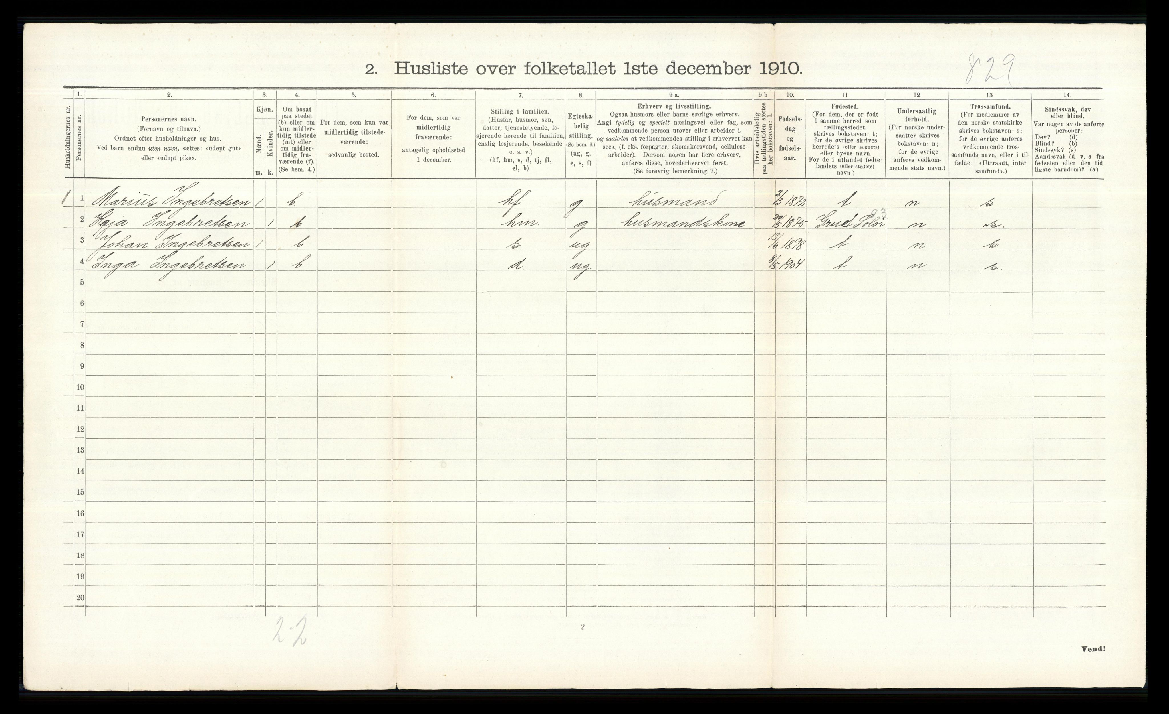 RA, Folketelling 1910 for 0236 Nes herred, 1910, s. 831