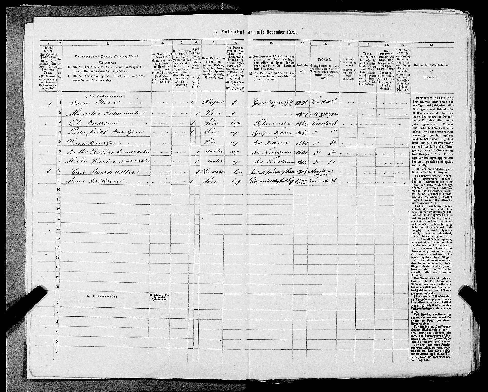 SAST, Folketelling 1875 for 1152L Torvastad prestegjeld, Torvastad sokn, Skåre sokn og Utsira sokn, 1875, s. 538