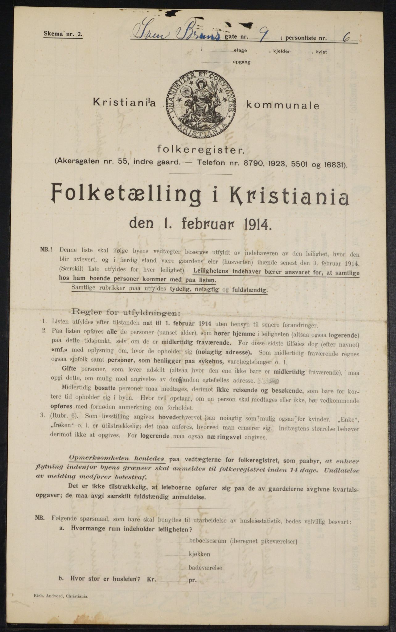 OBA, Kommunal folketelling 1.2.1914 for Kristiania, 1914, s. 105527