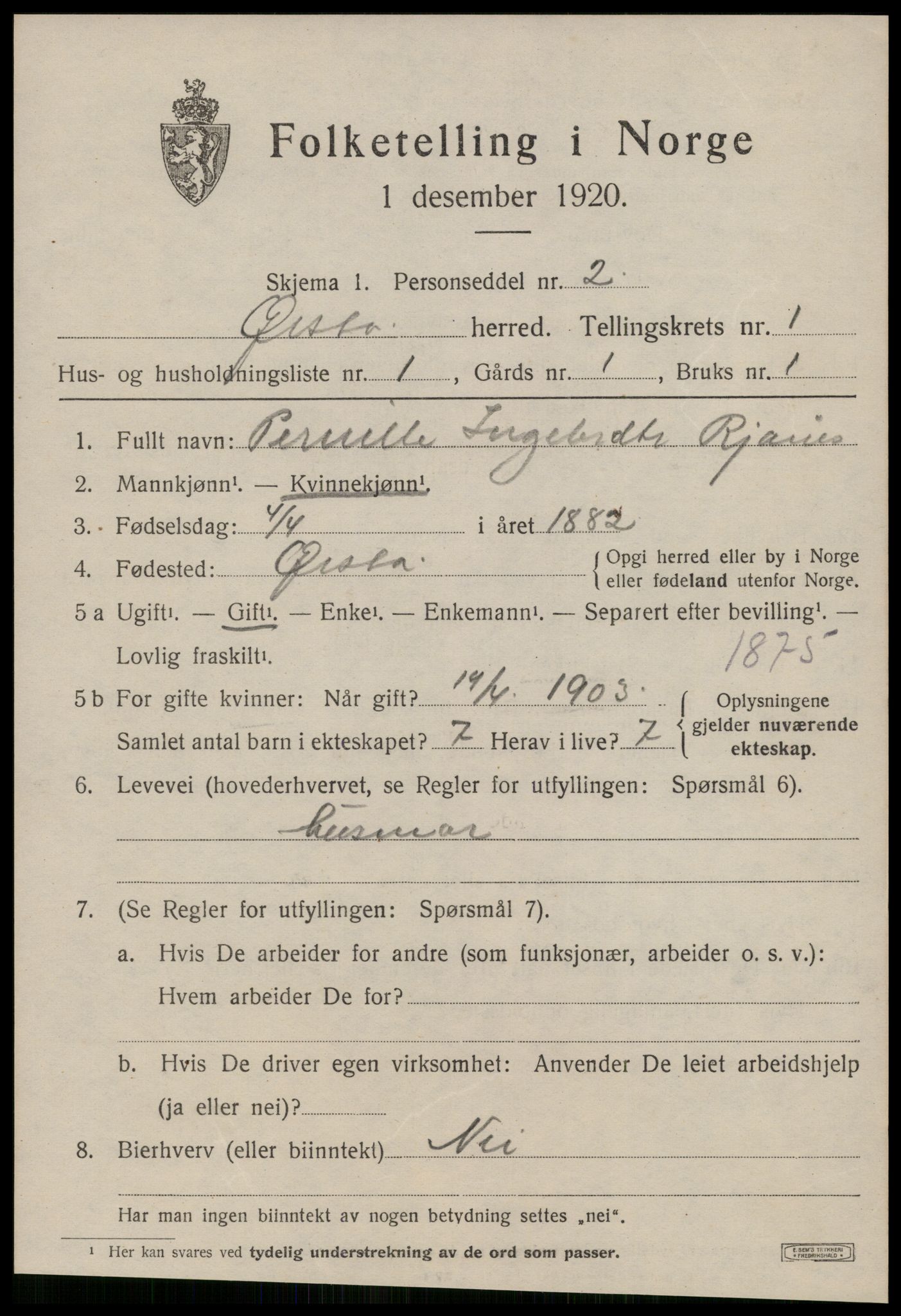 SAT, Folketelling 1920 for 1520 Ørsta herred, 1920, s. 1050