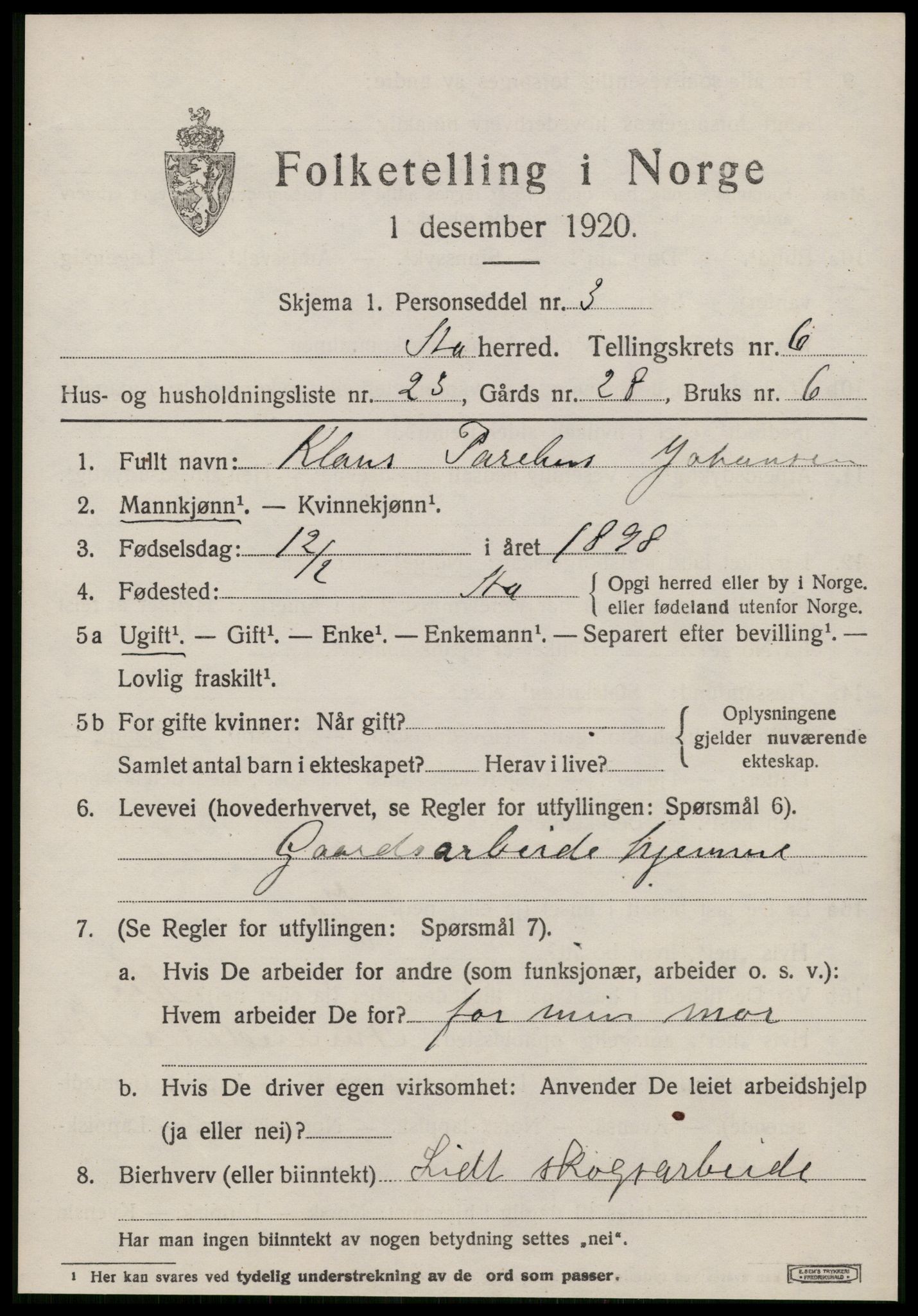 SAT, Folketelling 1920 for 1630 Å herred, 1920, s. 2704