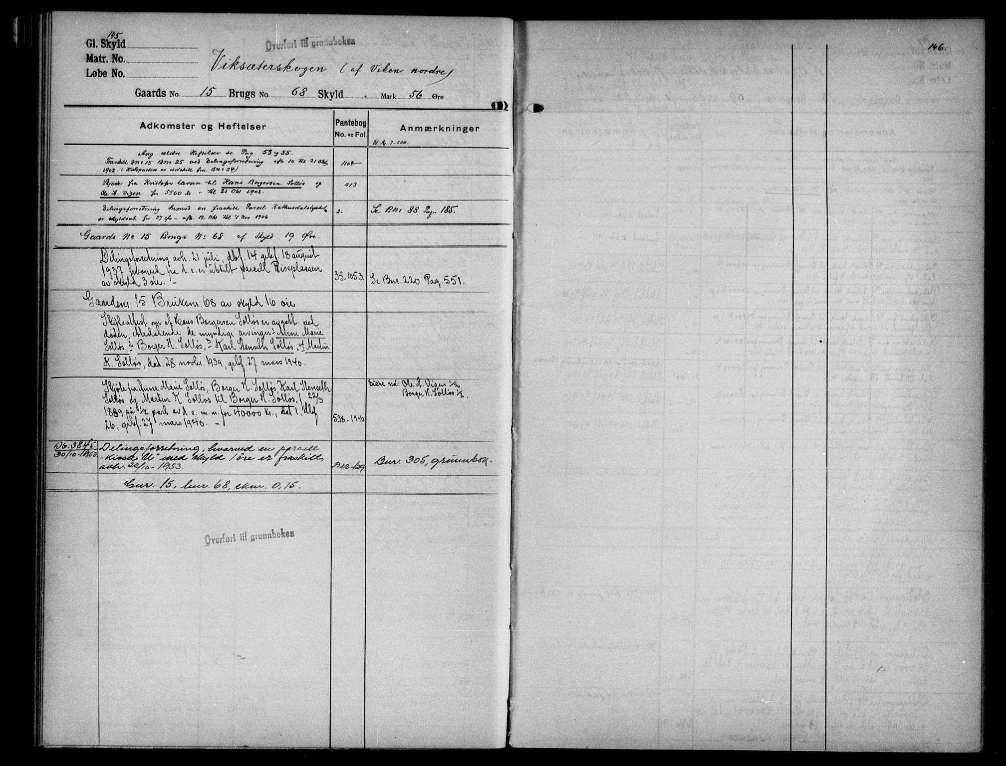 Eiker, Modum og Sigdal sorenskriveri, AV/SAKO-A-123/G/Gb/Gbf/L0003: Panteregister nr. VI 3, s. 145-146