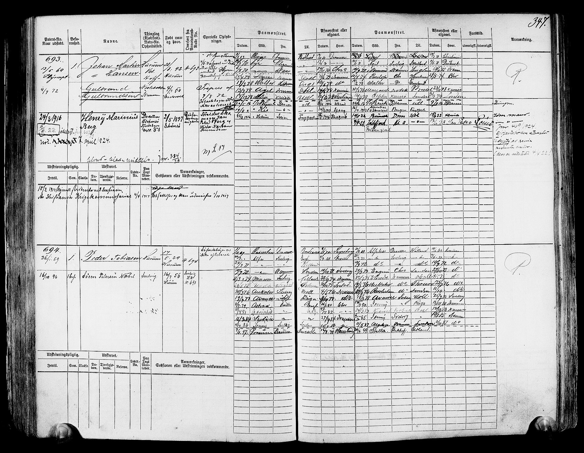 Drammen innrulleringsdistrikt, AV/SAKO-A-781/F/Fc/L0001: Hovedrulle, 1868, s. 353