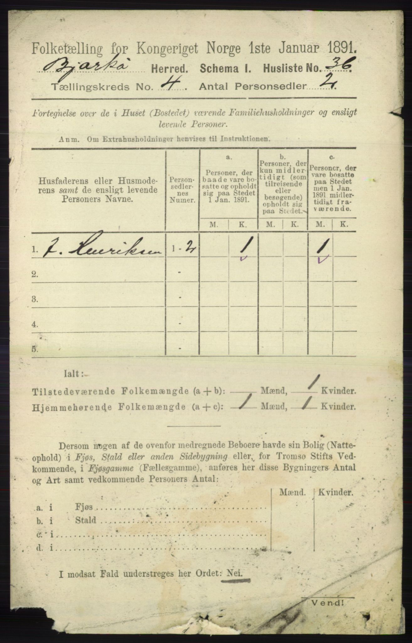 RA, Folketelling 1891 for 1915 Bjarkøy herred, 1891, s. 1907