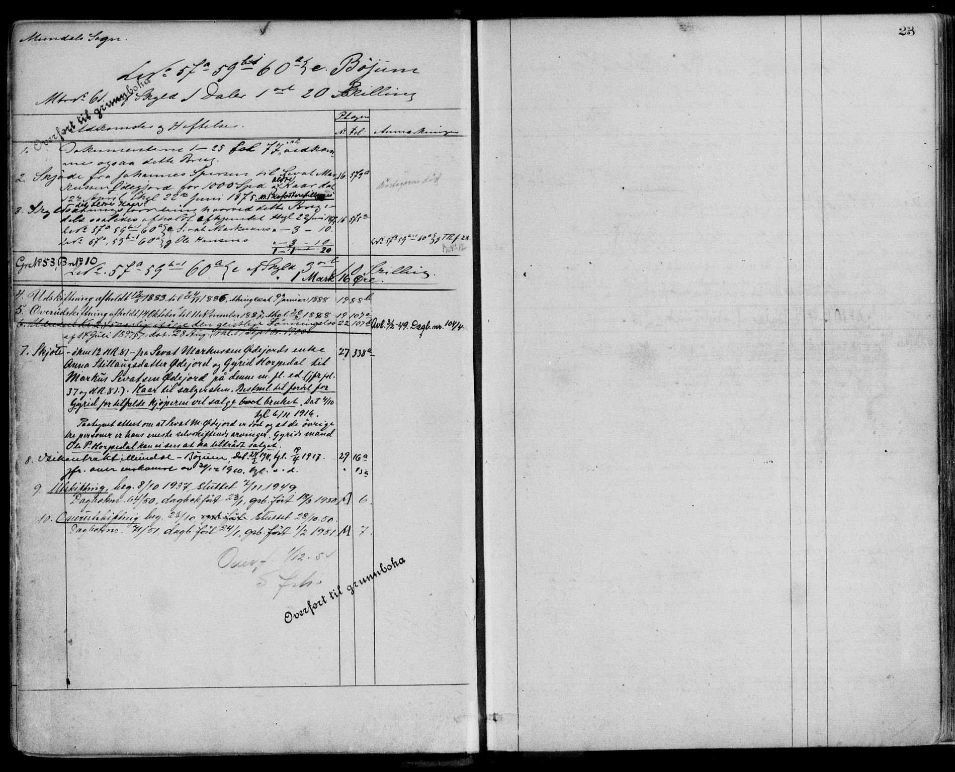 Ytre Sogn tingrett, AV/SAB-A-2601/1/G/Gaa/L0016: Panteregister nr. II.A.a.16, 1800-1950, s. 23