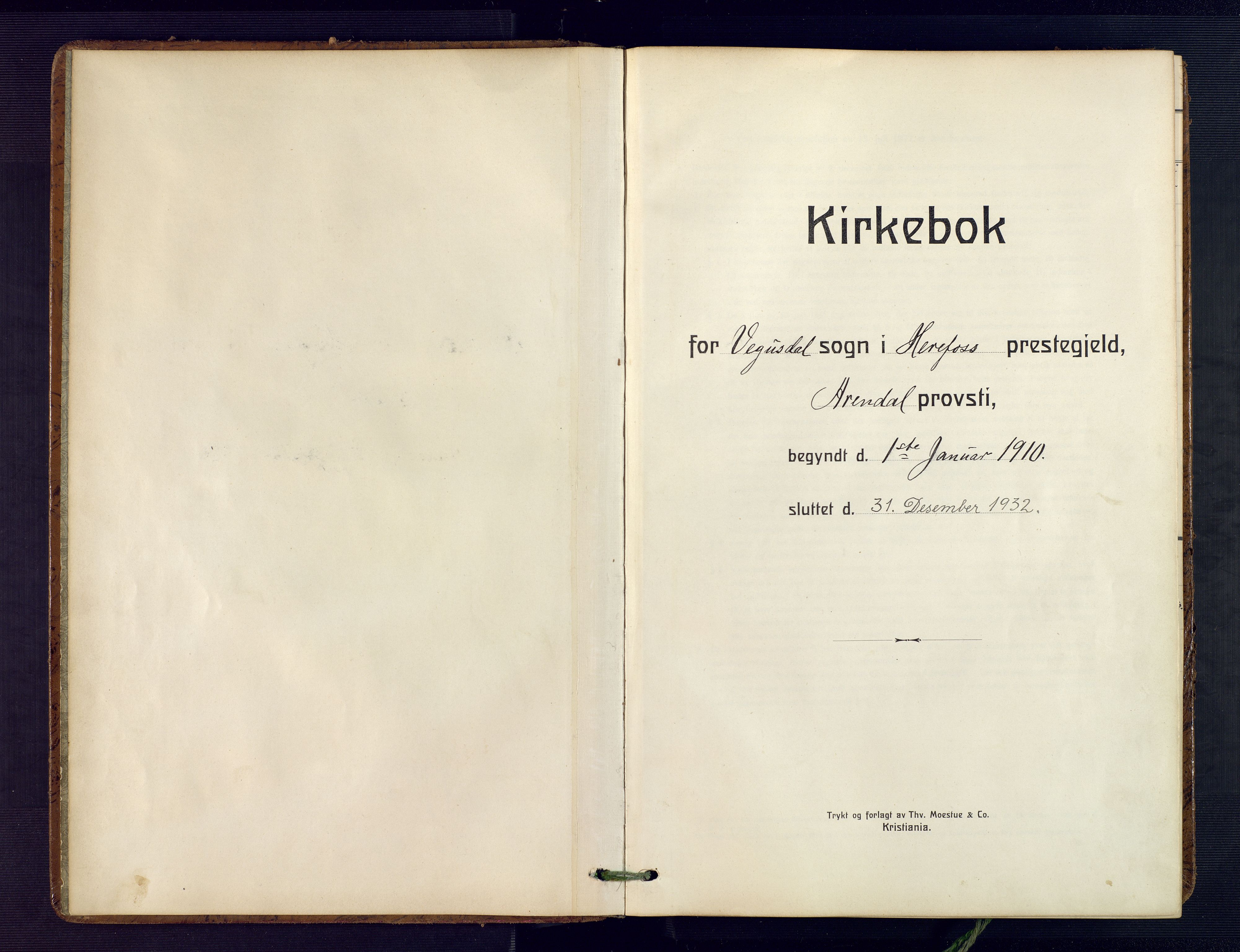 Herefoss sokneprestkontor, SAK/1111-0019/F/Fa/Fab/L0005: Ministerialbok nr. A 5, 1910-1932