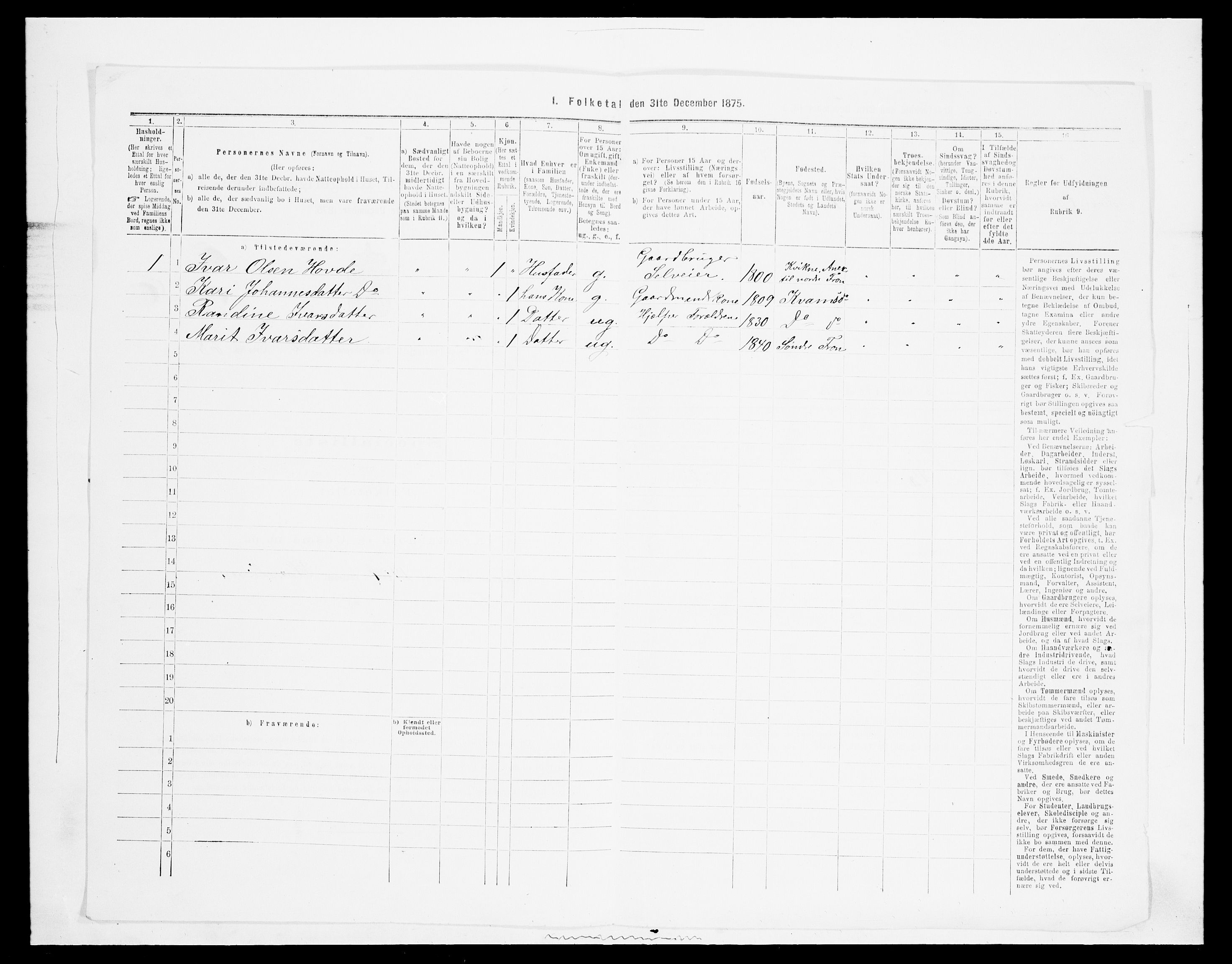 SAH, Folketelling 1875 for 0519P Sør-Fron prestegjeld, 1875, s. 376