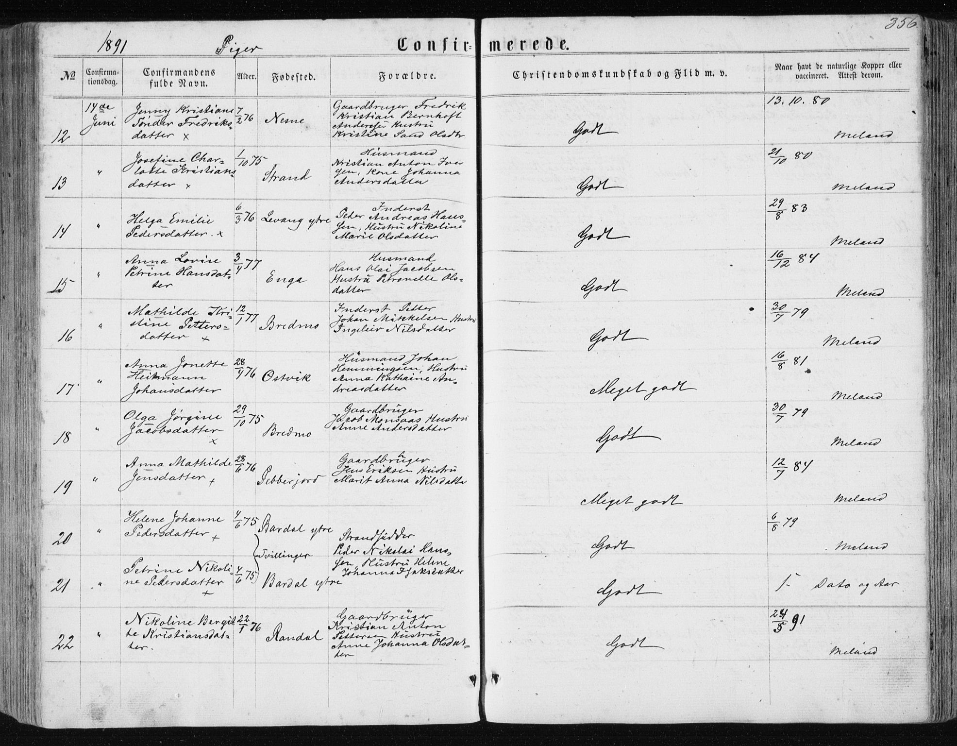 Ministerialprotokoller, klokkerbøker og fødselsregistre - Nordland, AV/SAT-A-1459/838/L0556: Klokkerbok nr. 838C03, 1861-1893, s. 356