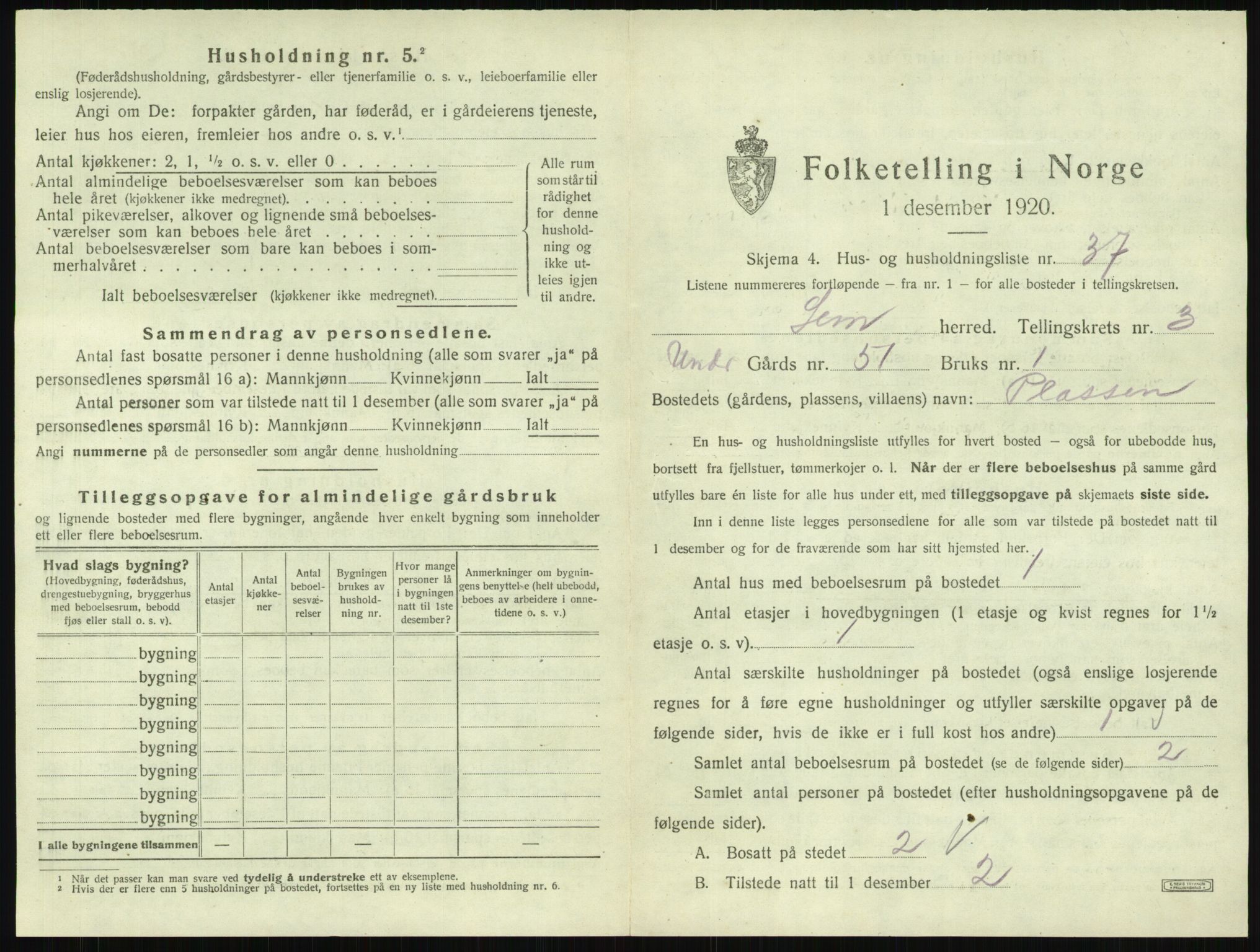 SAKO, Folketelling 1920 for 0721 Sem herred, 1920, s. 708