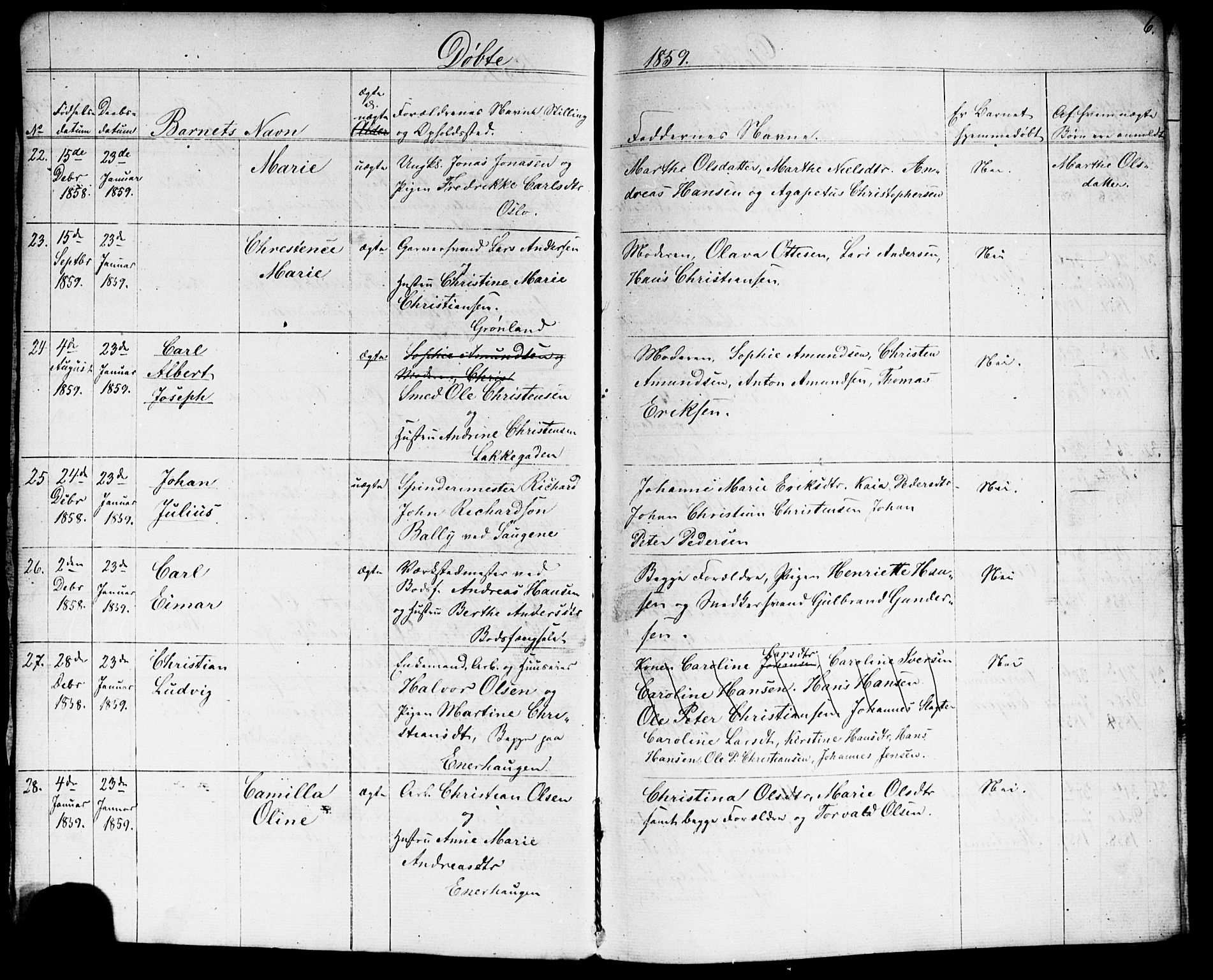 Grønland prestekontor Kirkebøker, SAO/A-10848/G/Ga/L0001: Klokkerbok nr. 1, 1859-1861, s. 6