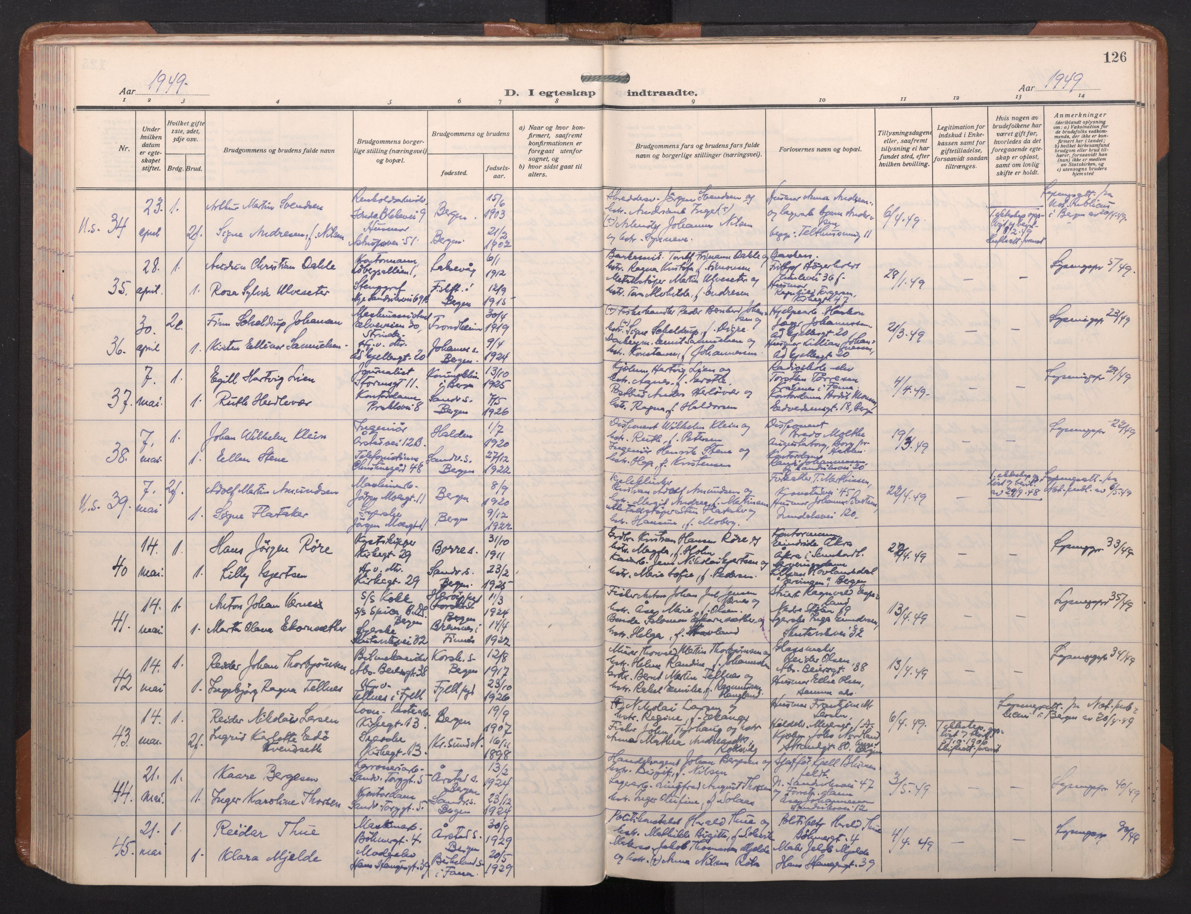 Sandviken Sokneprestembete, AV/SAB-A-77601/H/Ha/L0017: Ministerialbok nr. D 4, 1940-1954, s. 126