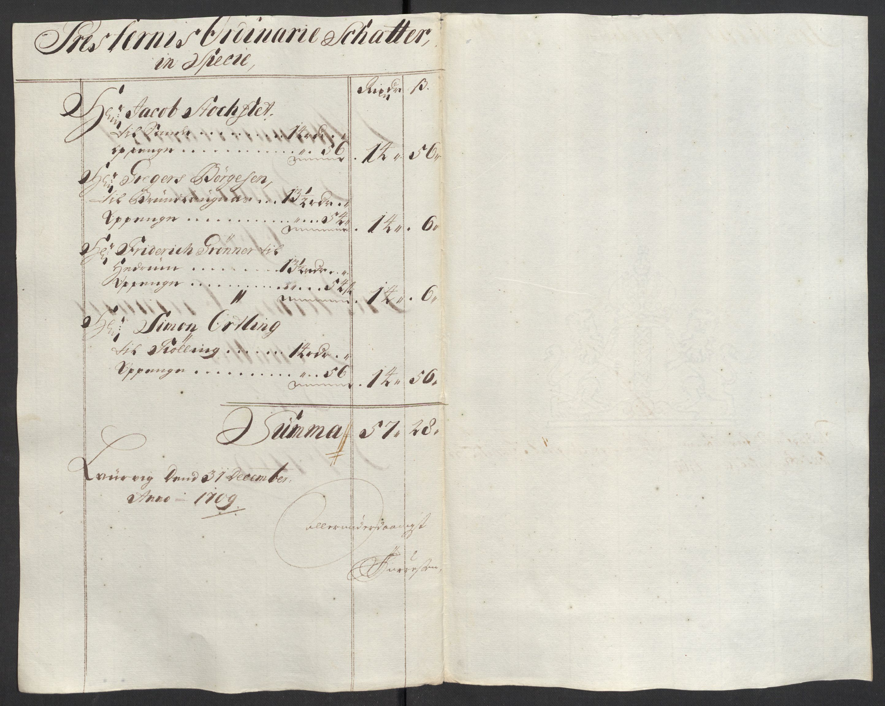 Rentekammeret inntil 1814, Reviderte regnskaper, Fogderegnskap, AV/RA-EA-4092/R33/L1981: Fogderegnskap Larvik grevskap, 1709-1710, s. 146