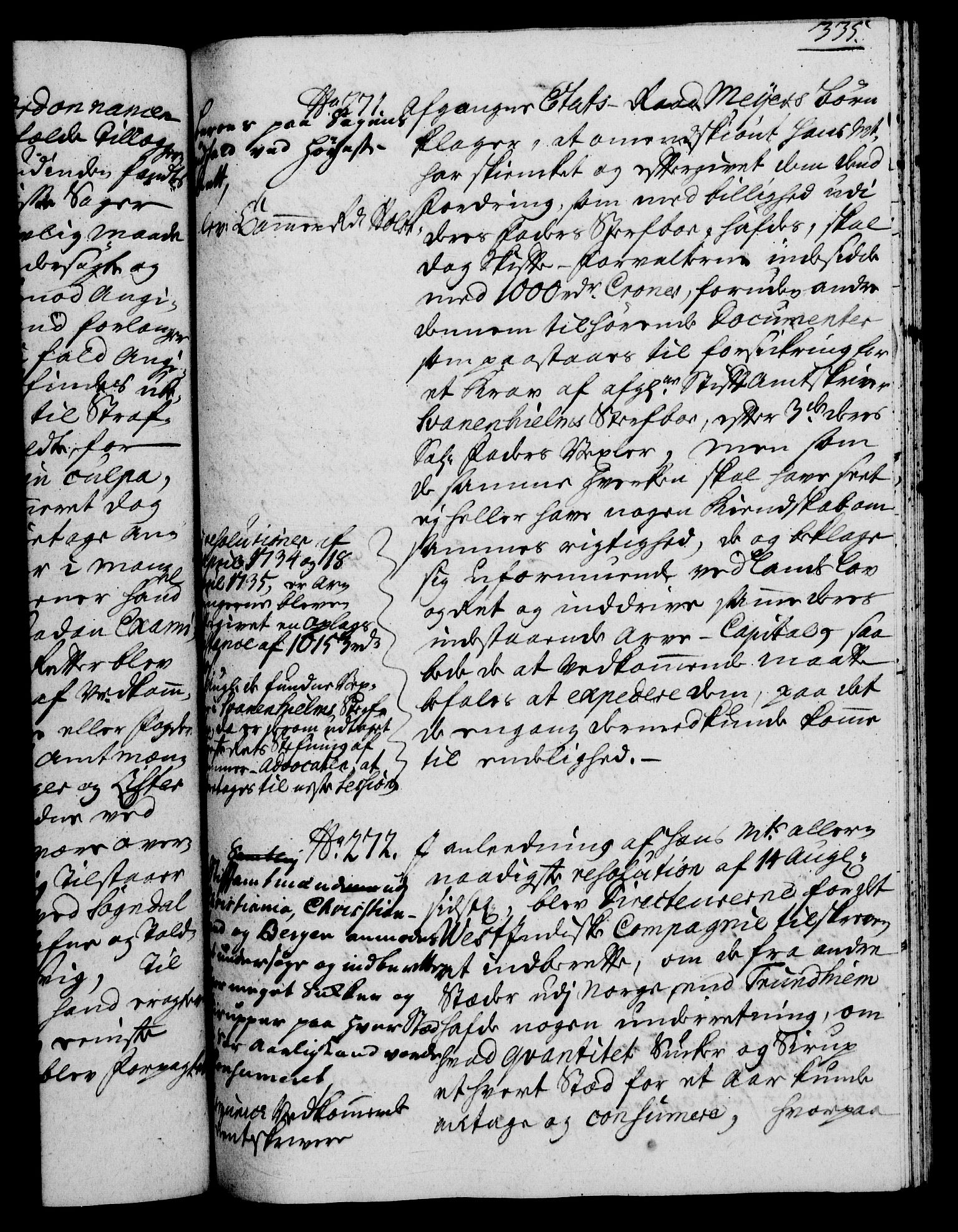 Rentekammeret, Kammerkanselliet, AV/RA-EA-3111/G/Gh/Gha/L0023: Norsk ekstraktmemorialprotokoll (merket RK 53.68), 1741-1742, s. 335