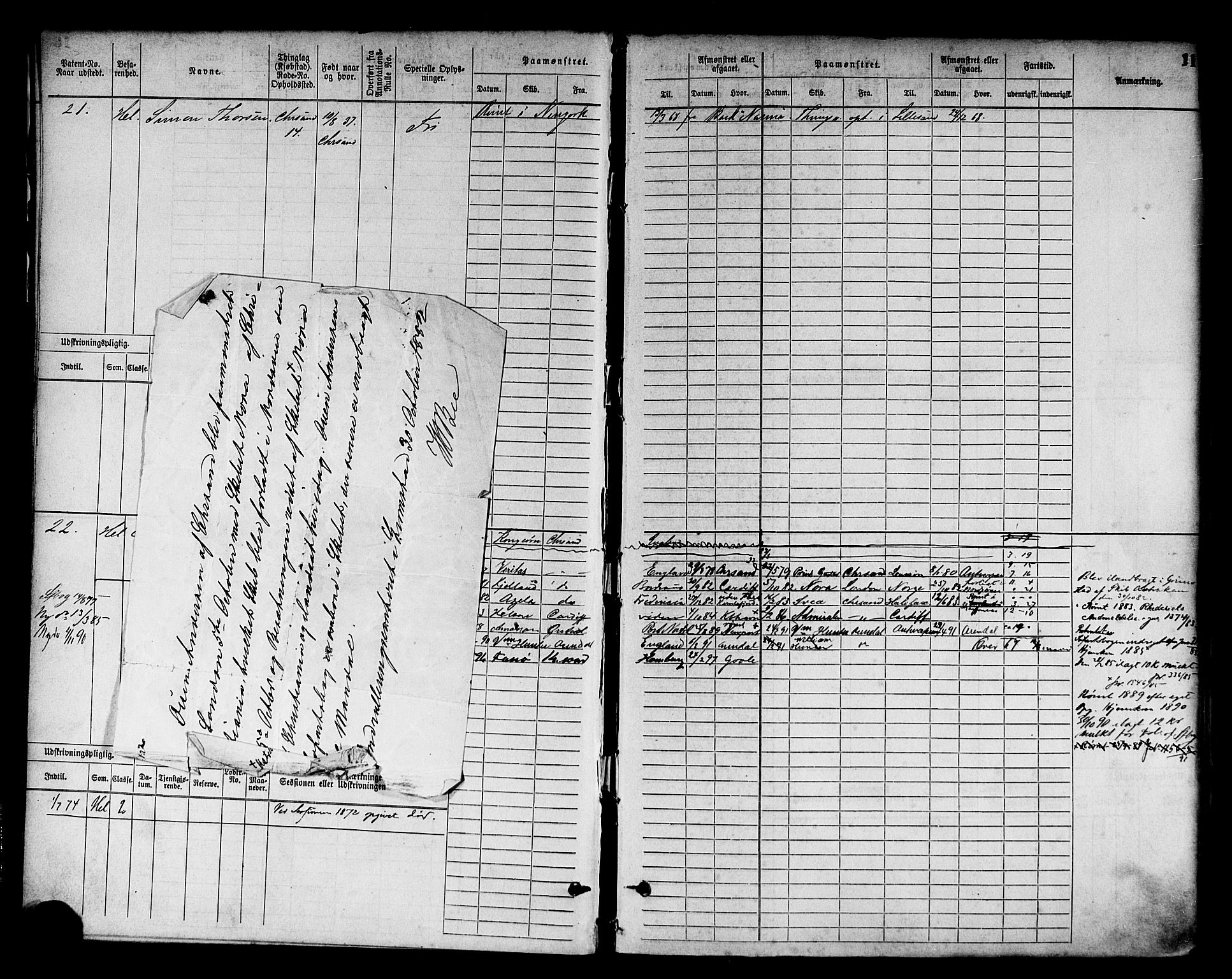 Kristiansand mønstringskrets, AV/SAK-2031-0015/F/Fb/L0003: Hovedrulle nr 1-762, I-10, 1860-1911, s. 19