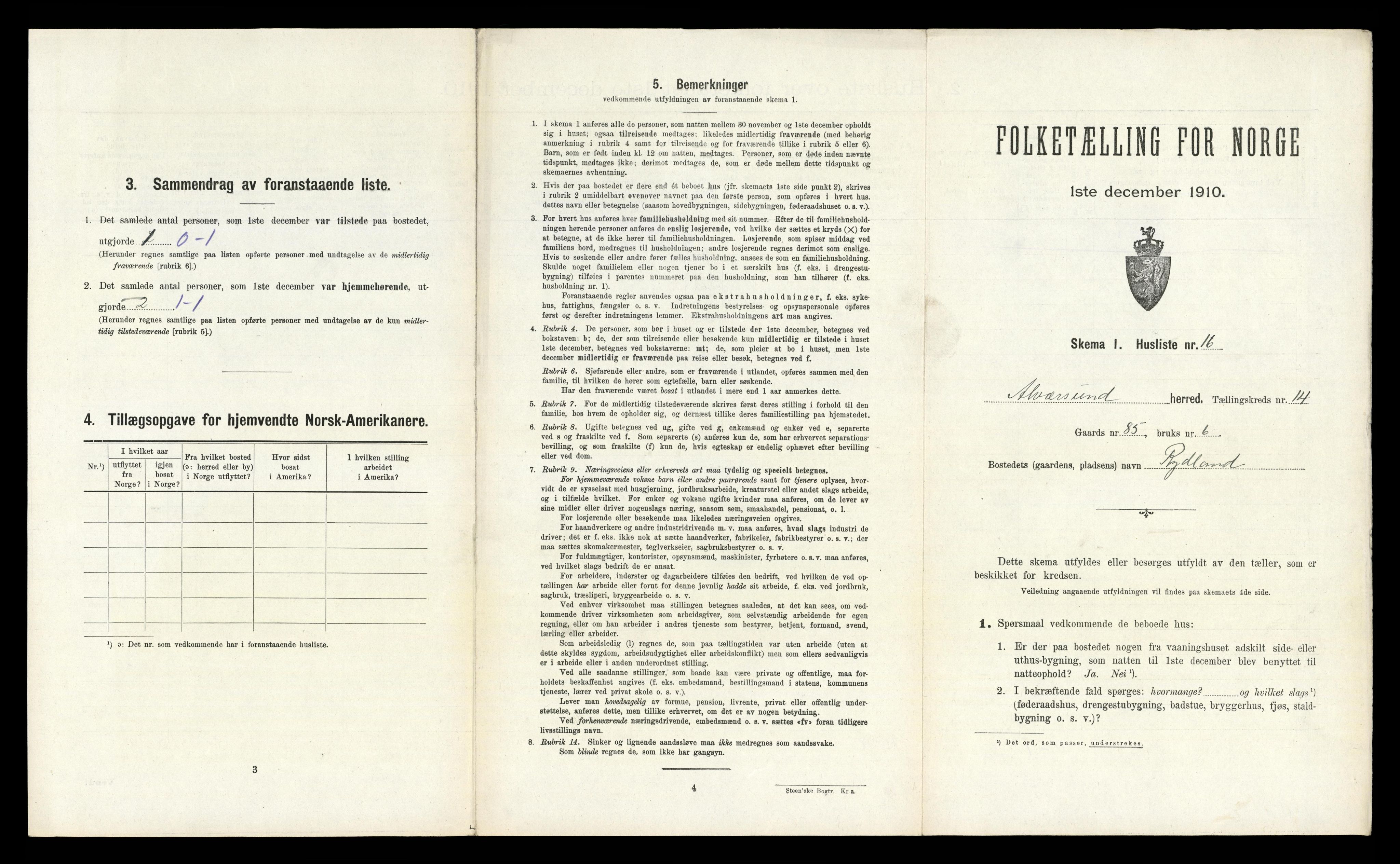RA, Folketelling 1910 for 1257 Alversund herred, 1910, s. 1016