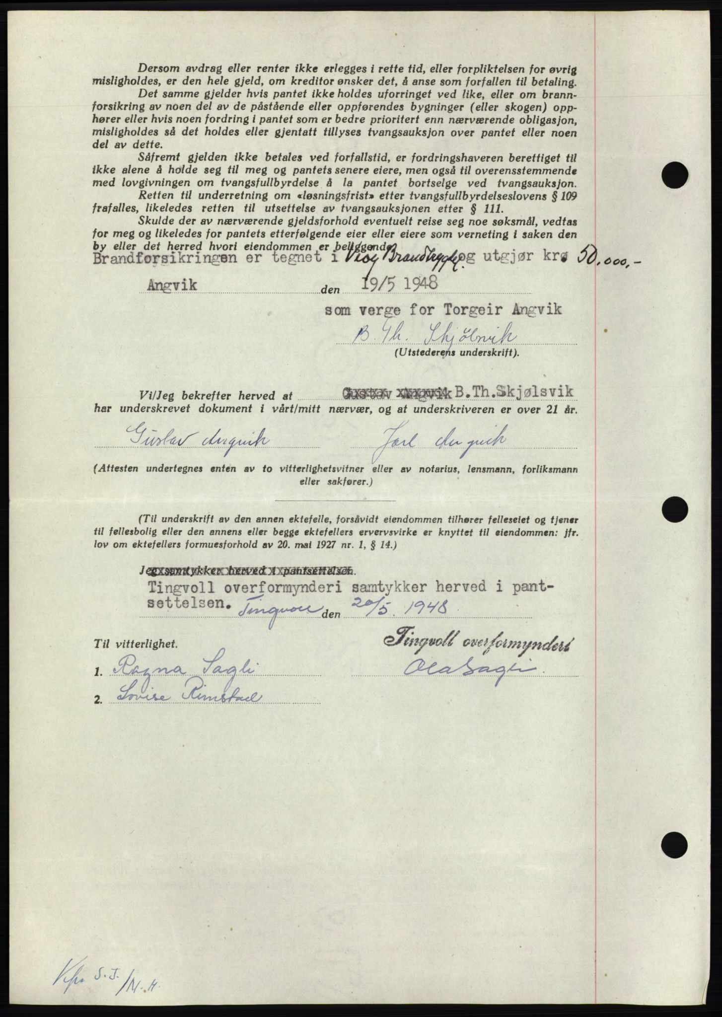 Nordmøre sorenskriveri, AV/SAT-A-4132/1/2/2Ca: Pantebok nr. B98, 1948-1948, Dagboknr: 1647/1948