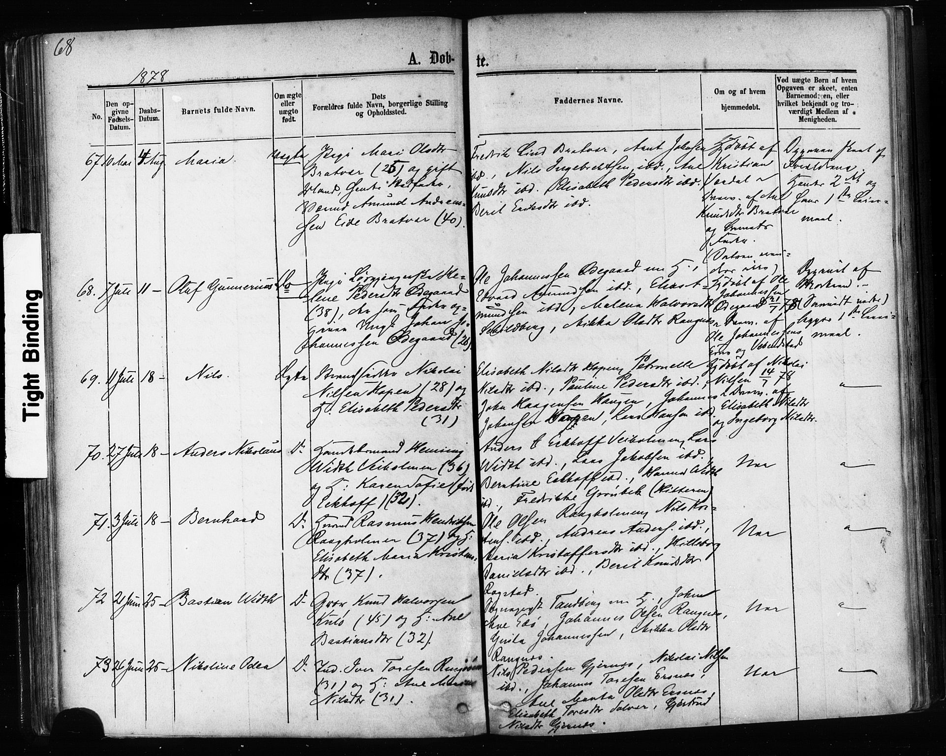 Ministerialprotokoller, klokkerbøker og fødselsregistre - Møre og Romsdal, AV/SAT-A-1454/581/L0938: Ministerialbok nr. 581A06, 1873-1879, s. 68