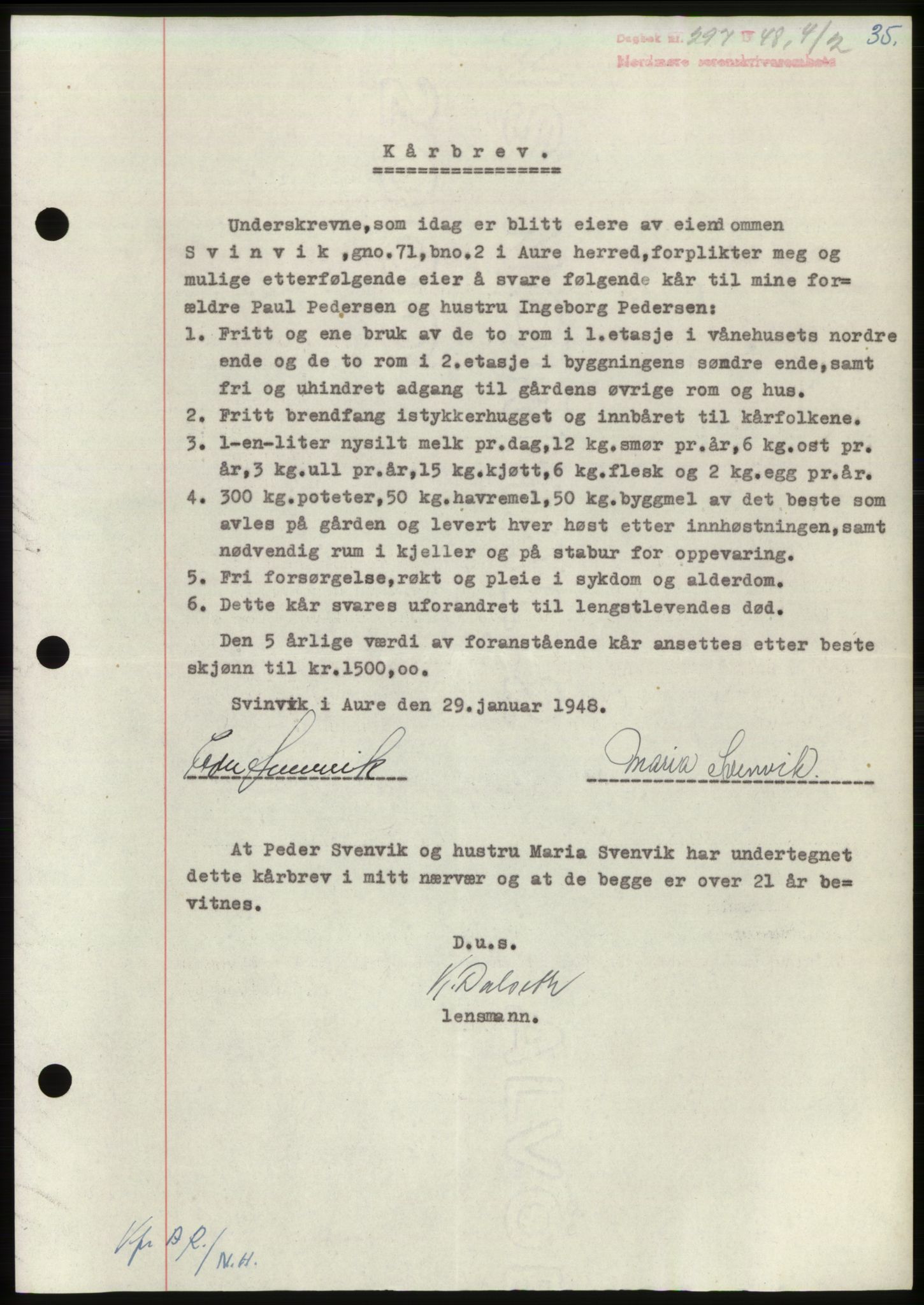Nordmøre sorenskriveri, SAT/A-4132/1/2/2Ca: Pantebok nr. B98, 1948-1948, Dagboknr: 297/1948
