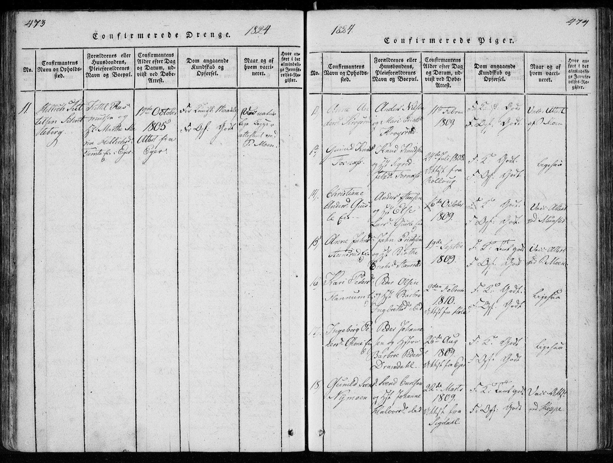 Modum kirkebøker, AV/SAKO-A-234/F/Fa/L0005: Ministerialbok nr. 5, 1824-1841, s. 473-474