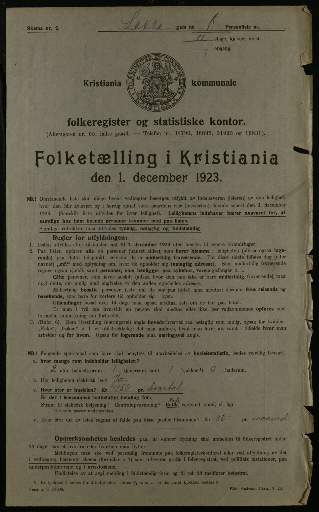 OBA, Kommunal folketelling 1.12.1923 for Kristiania, 1923, s. 61580