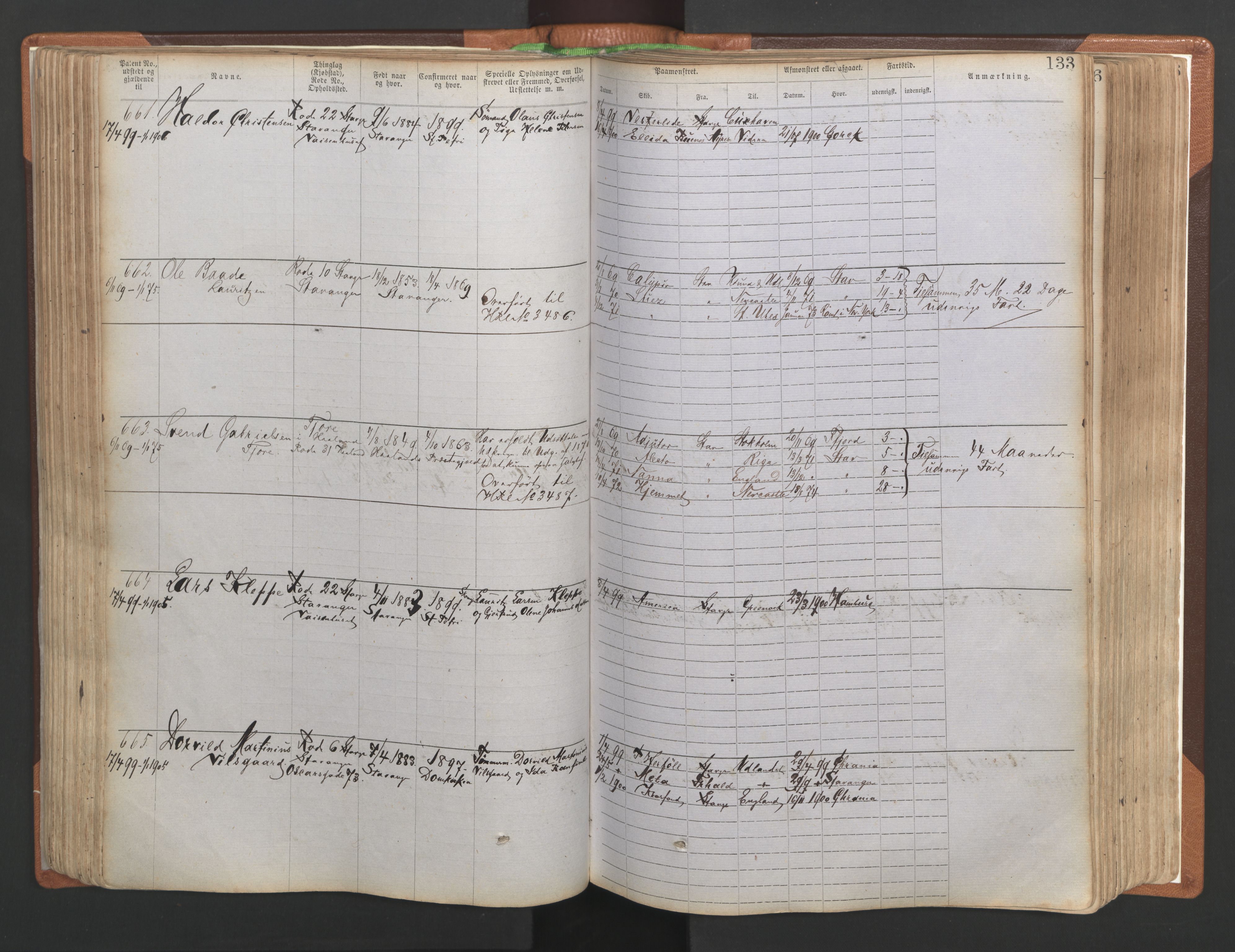 Stavanger sjømannskontor, AV/SAST-A-102006/F/Ff/L0004: Annotasjonsrulle No. 1, patentnr. 1-1785 (del 1), 1869-1900, s. 137