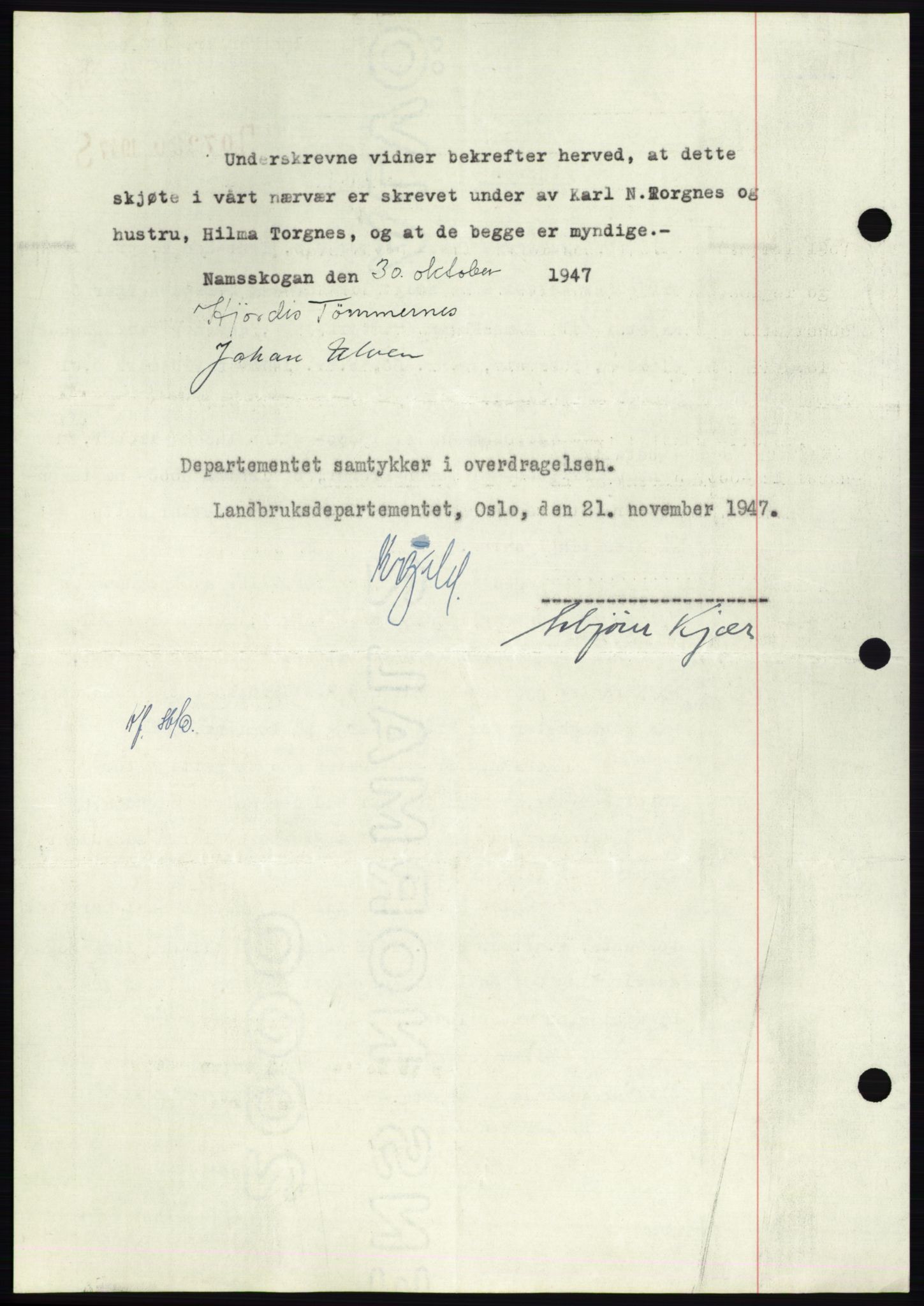 Namdal sorenskriveri, SAT/A-4133/1/2/2C: Pantebok nr. -, 1947-1948, Dagboknr: 2703/1947