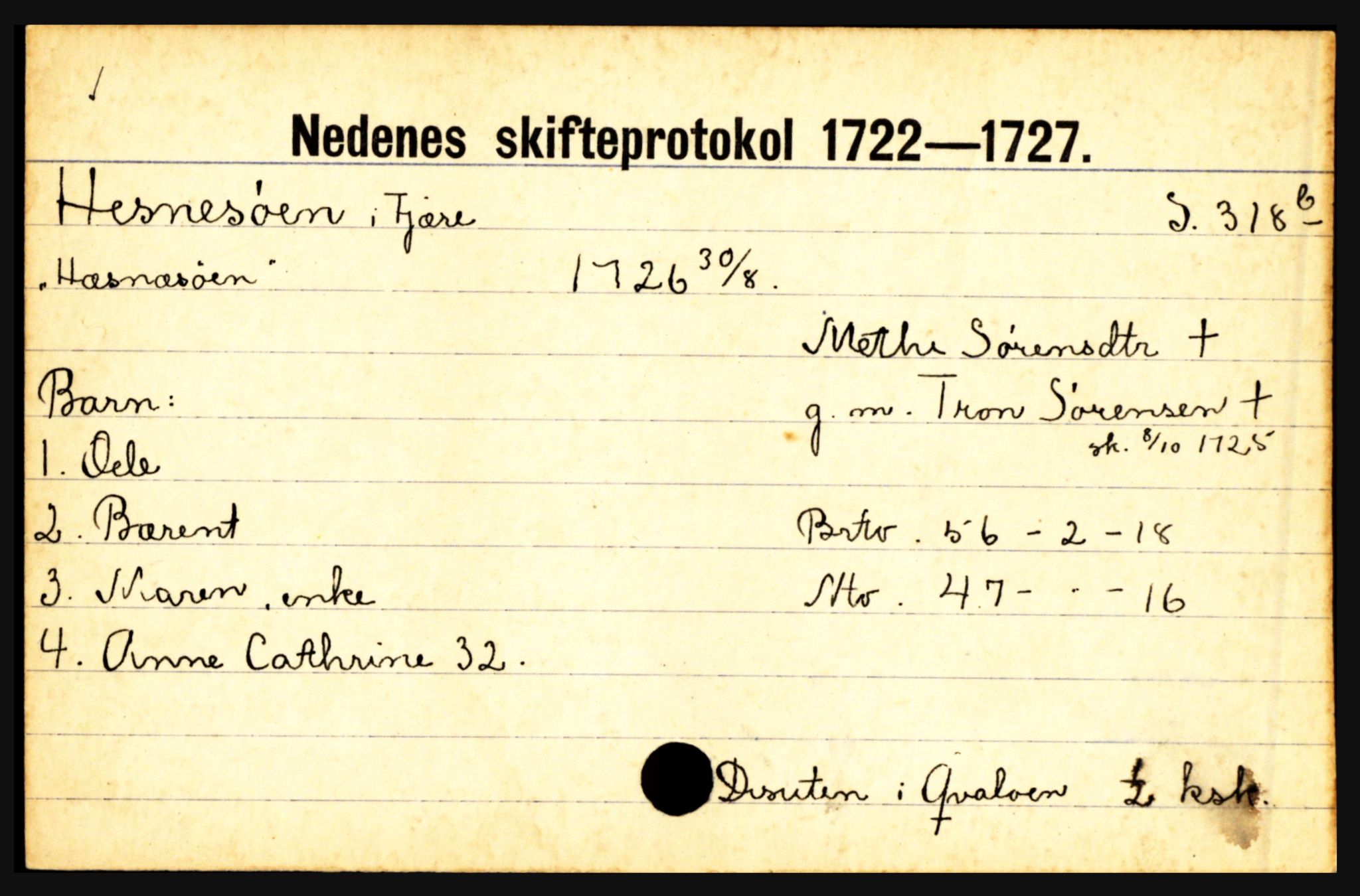 Nedenes sorenskriveri før 1824, AV/SAK-1221-0007/H, s. 11985