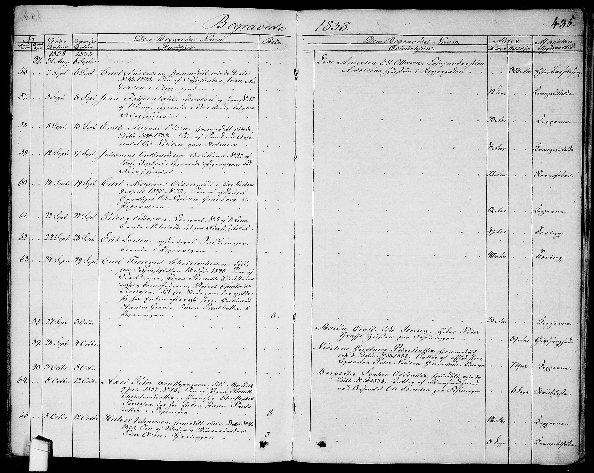 Garnisonsmenigheten Kirkebøker, AV/SAO-A-10846/G/Ga/L0004: Klokkerbok nr. 4, 1828-1840, s. 435