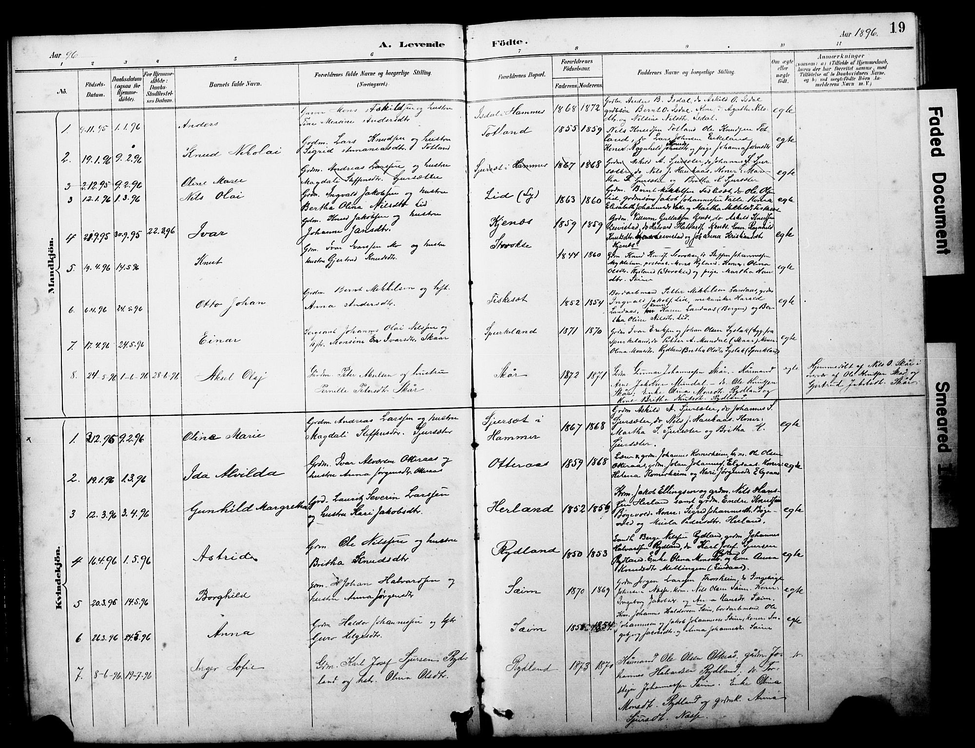 Alversund Sokneprestembete, AV/SAB-A-73901/H/Ha/Hab: Klokkerbok nr. D 3, 1890-1908, s. 19