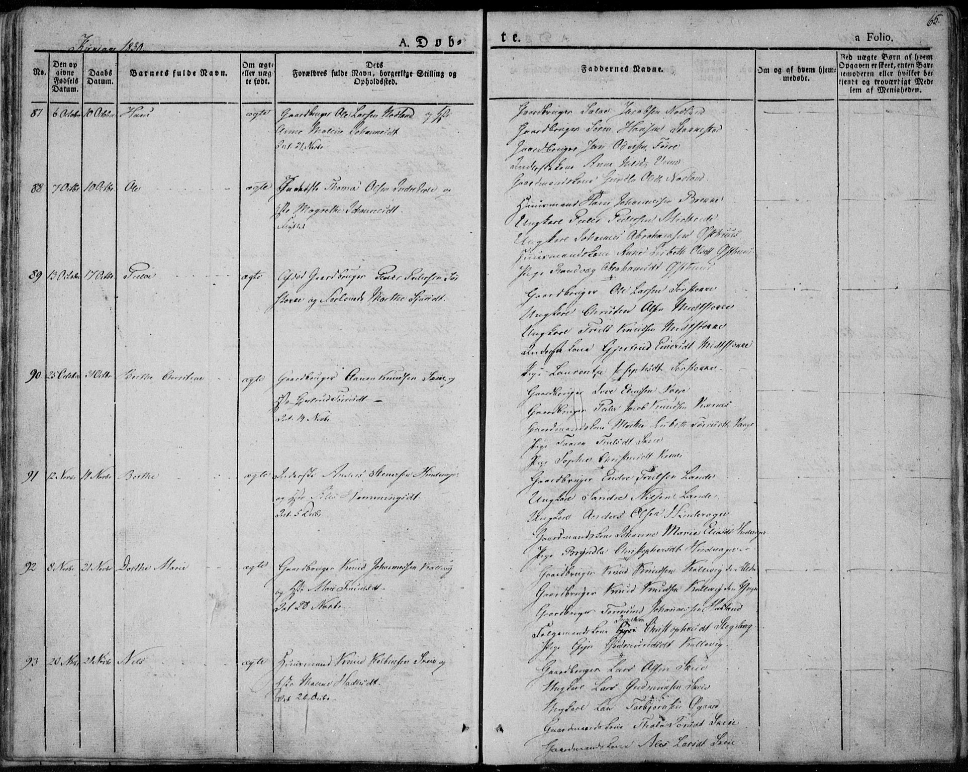 Avaldsnes sokneprestkontor, AV/SAST-A -101851/H/Ha/Haa/L0005: Ministerialbok nr. A 5.1, 1825-1841, s. 65