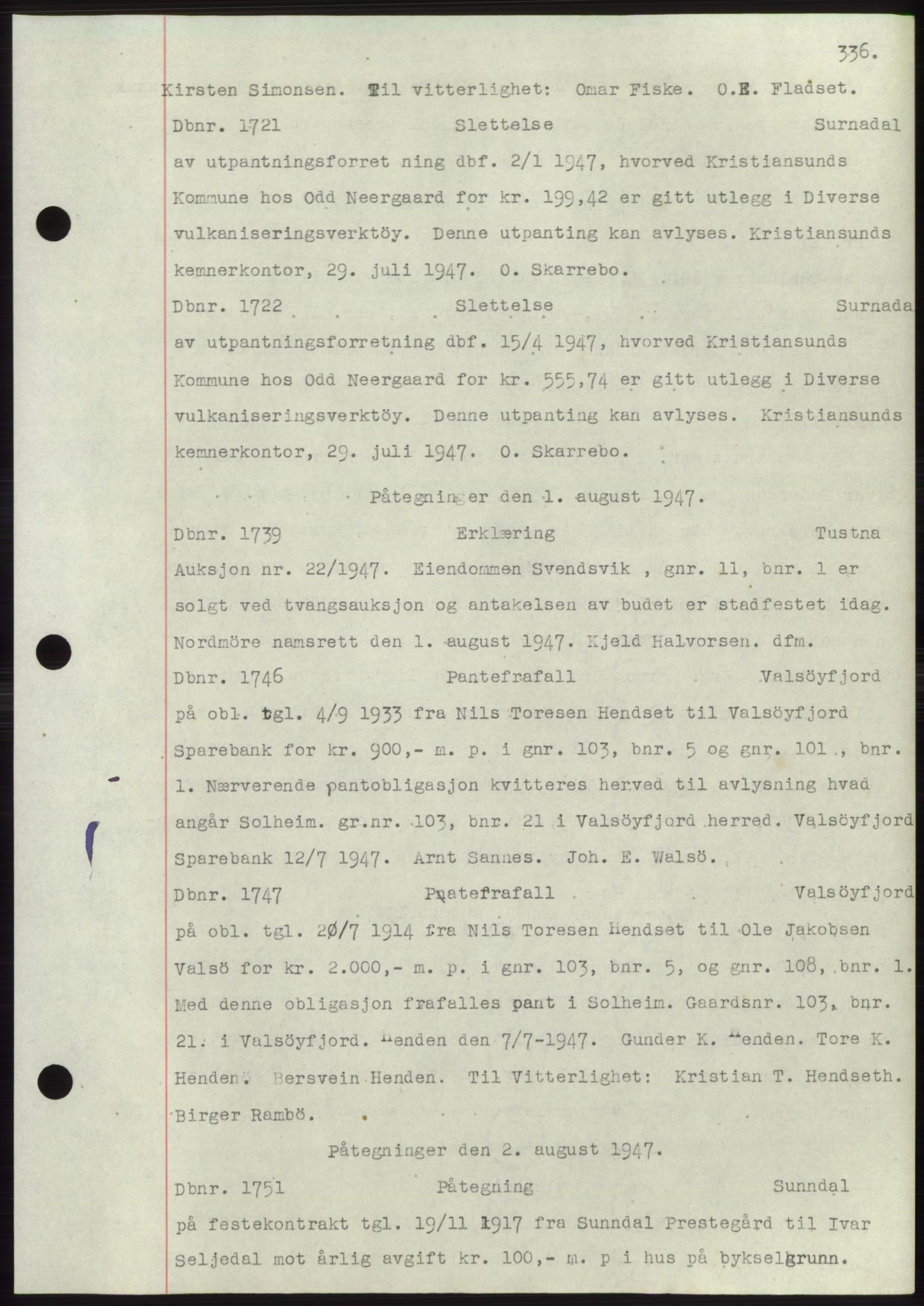 Nordmøre sorenskriveri, AV/SAT-A-4132/1/2/2Ca: Pantebok nr. C82b, 1946-1951, Dagboknr: 1721/1947