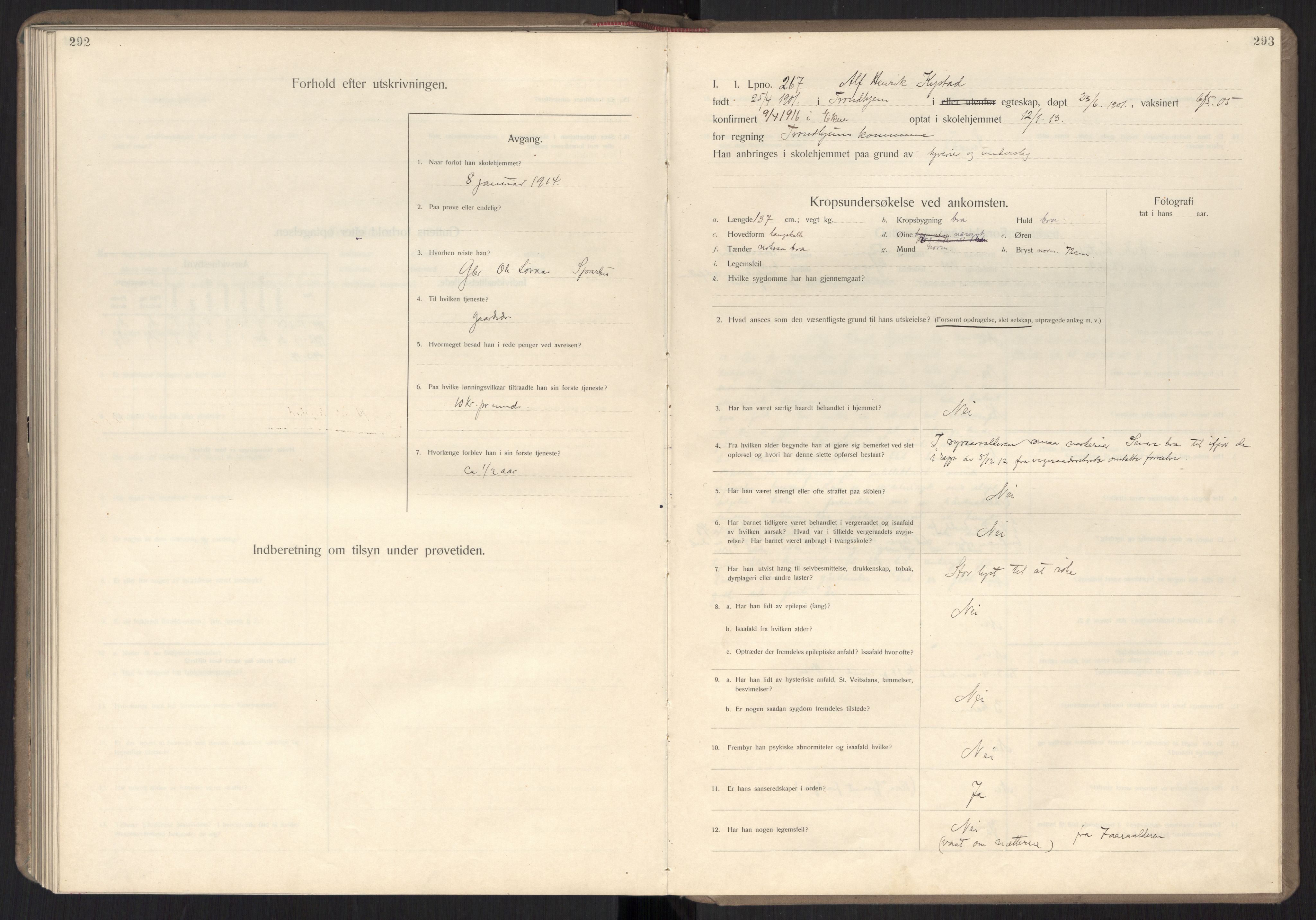 Falstad skolehjem, AV/RA-S-1676/E/Ea/L0007: Elevprotokoll nr. 3 løpenr. 194-268, 1909-1913, s. 292-293