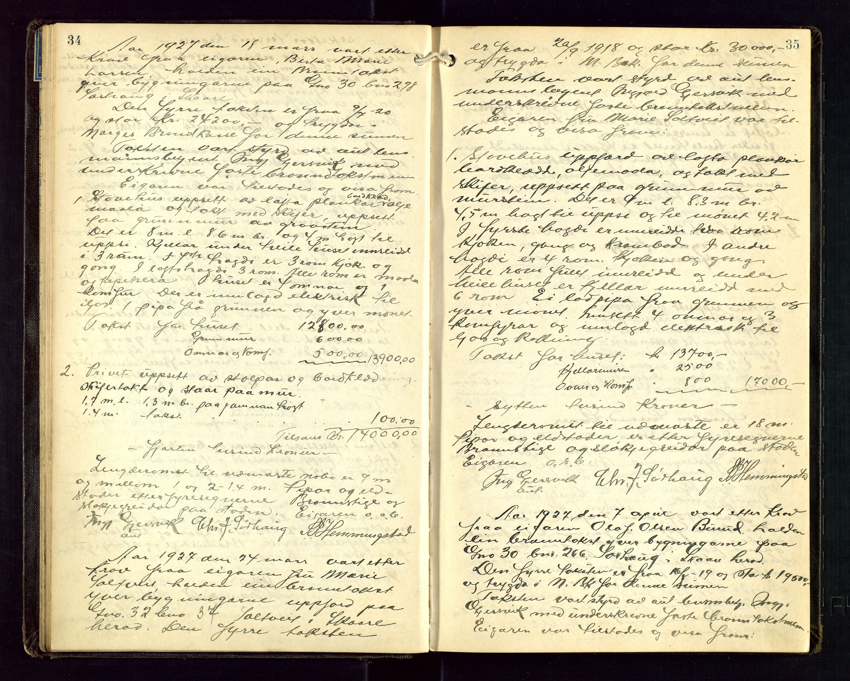 Torvestad lensmannskontor, AV/SAST-A-100307/1/Goa/L0004: "Brandtakstsprotokoll for lensmannen i Torvastad", 1925-1934, s. 34-35