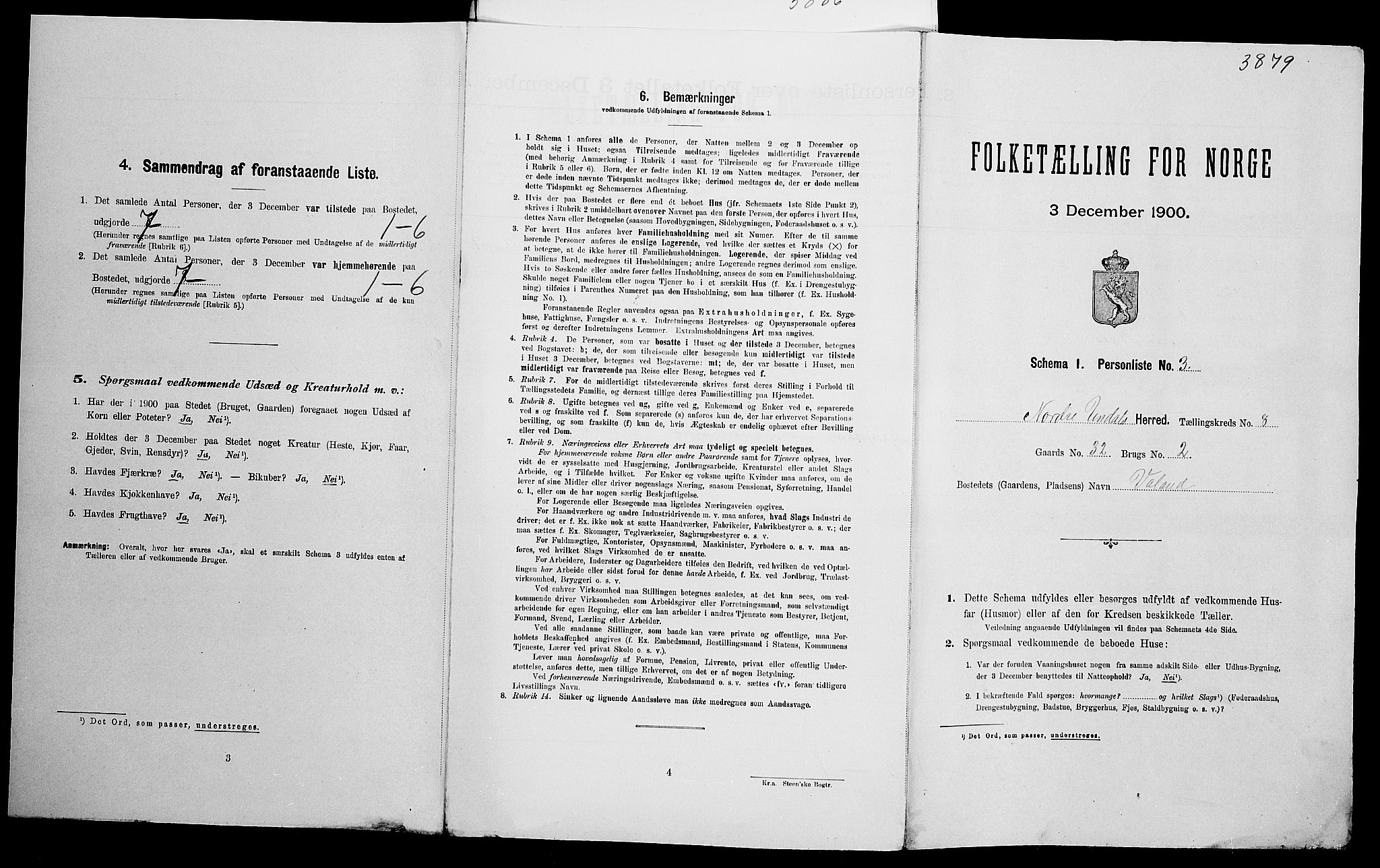 SAK, Folketelling 1900 for 1028 Nord-Audnedal herred, 1900, s. 766