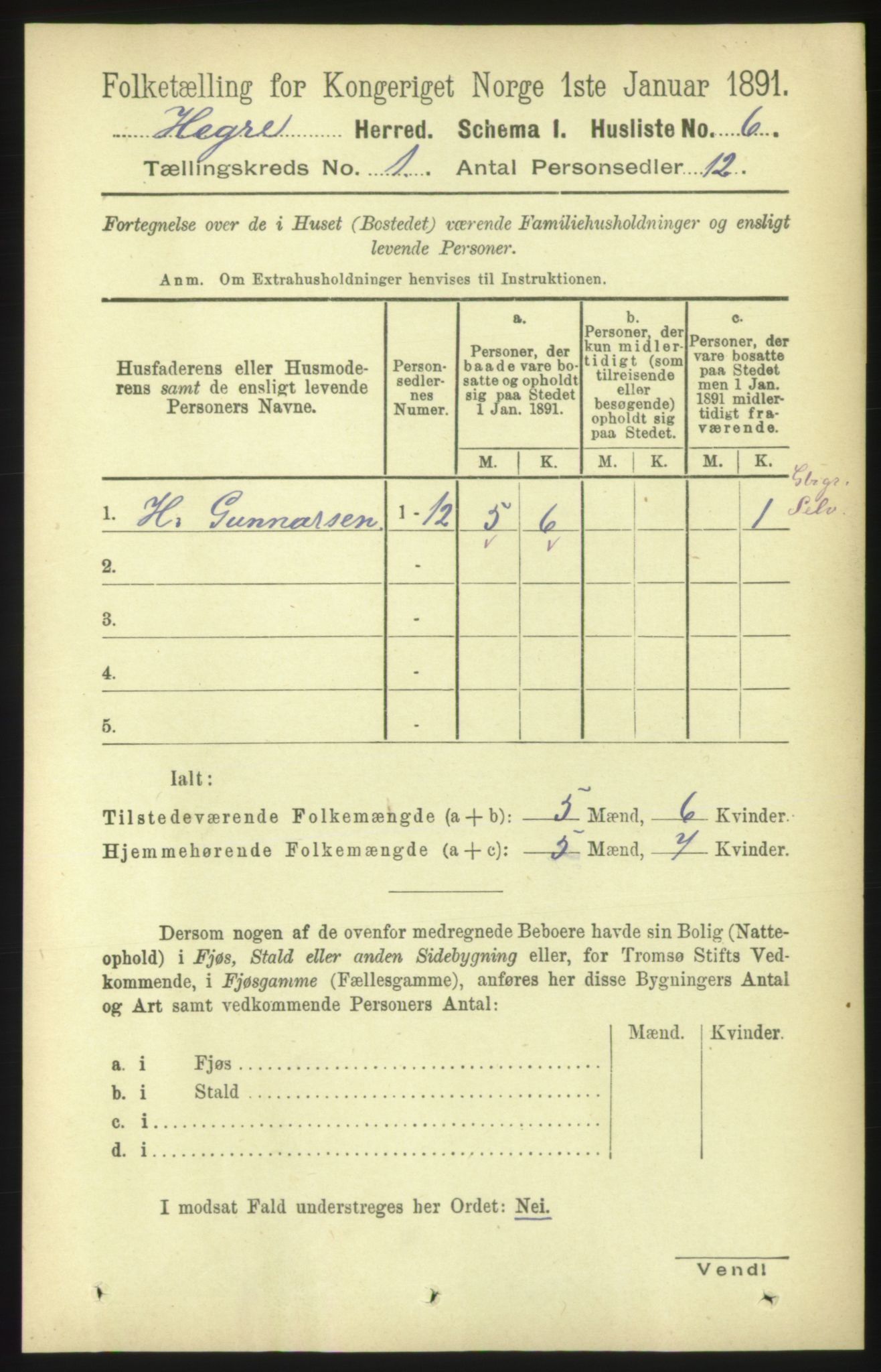 RA, Folketelling 1891 for 1712 Hegra herred, 1891, s. 26