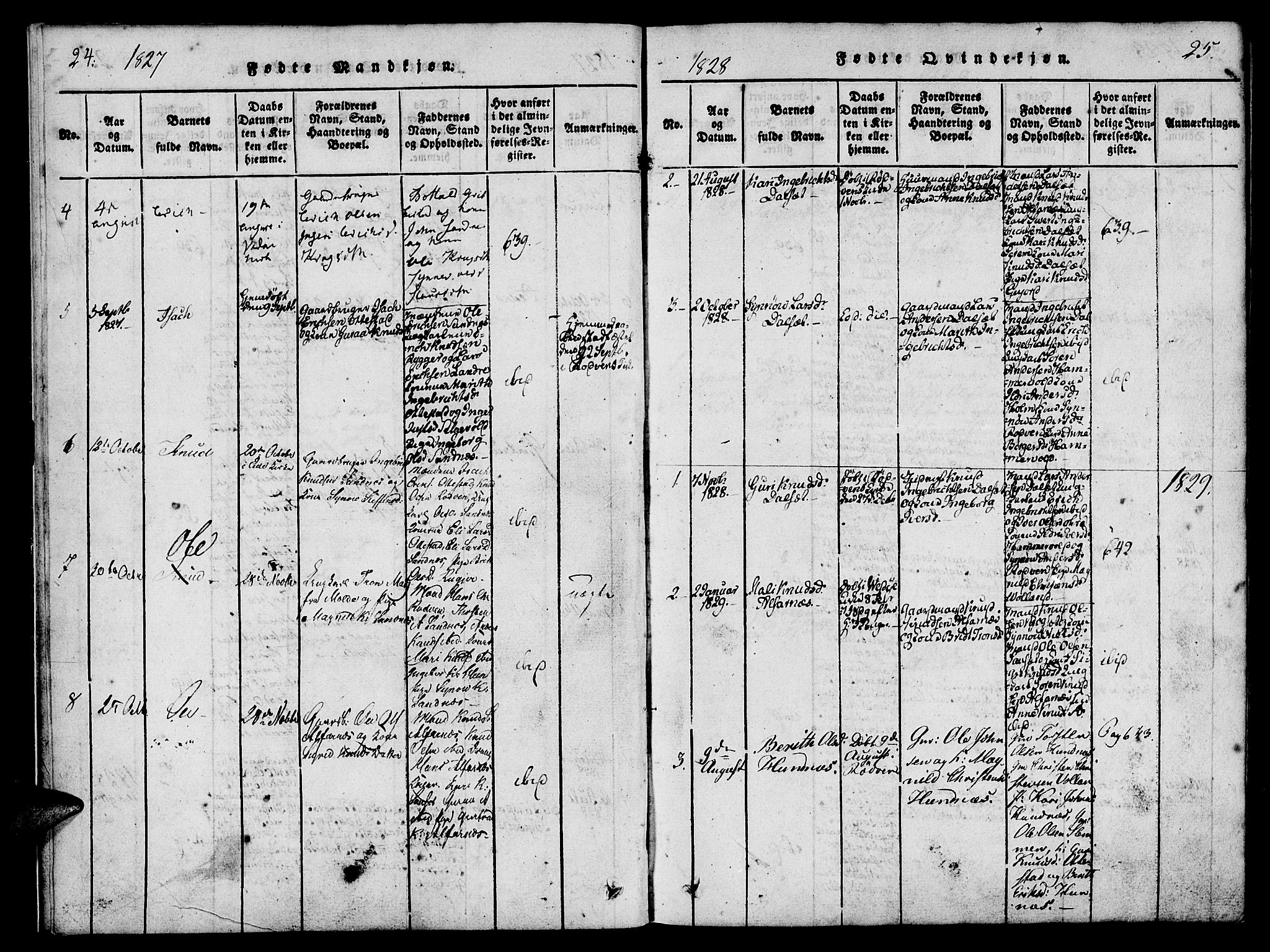 Ministerialprotokoller, klokkerbøker og fødselsregistre - Møre og Romsdal, AV/SAT-A-1454/548/L0612: Ministerialbok nr. 548A01, 1818-1846, s. 24-25