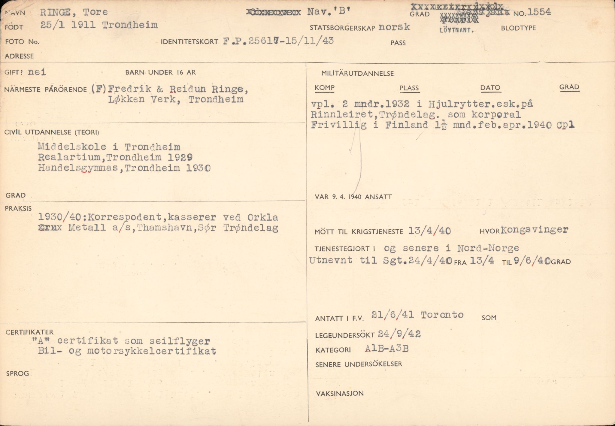 Forsvaret, Forsvarets overkommando/Luftforsvarsstaben, AV/RA-RAFA-4079/P/Pa/L0028: Personellpapirer, 1911, s. 20